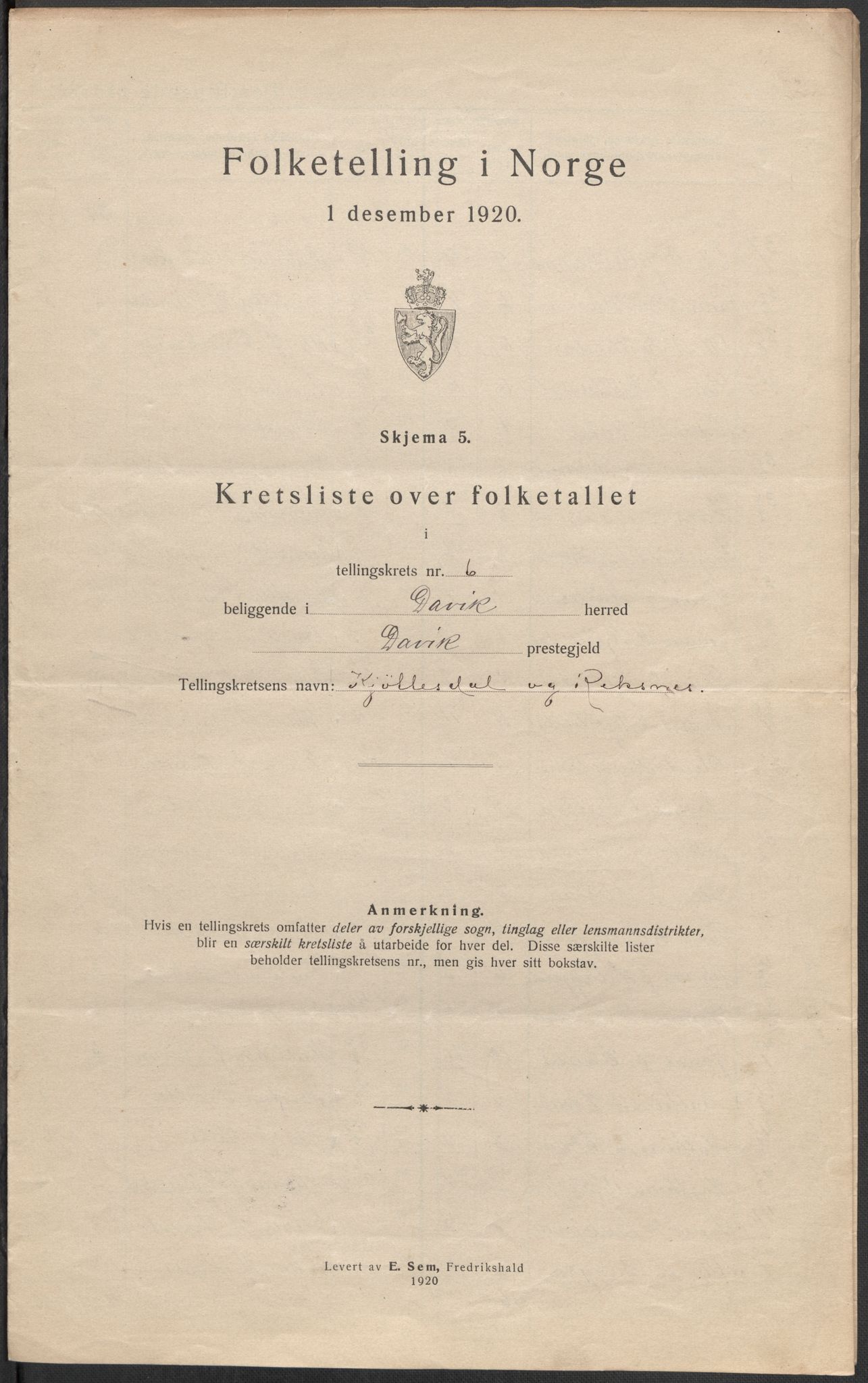 SAB, 1920 census for Davik, 1920, p. 23