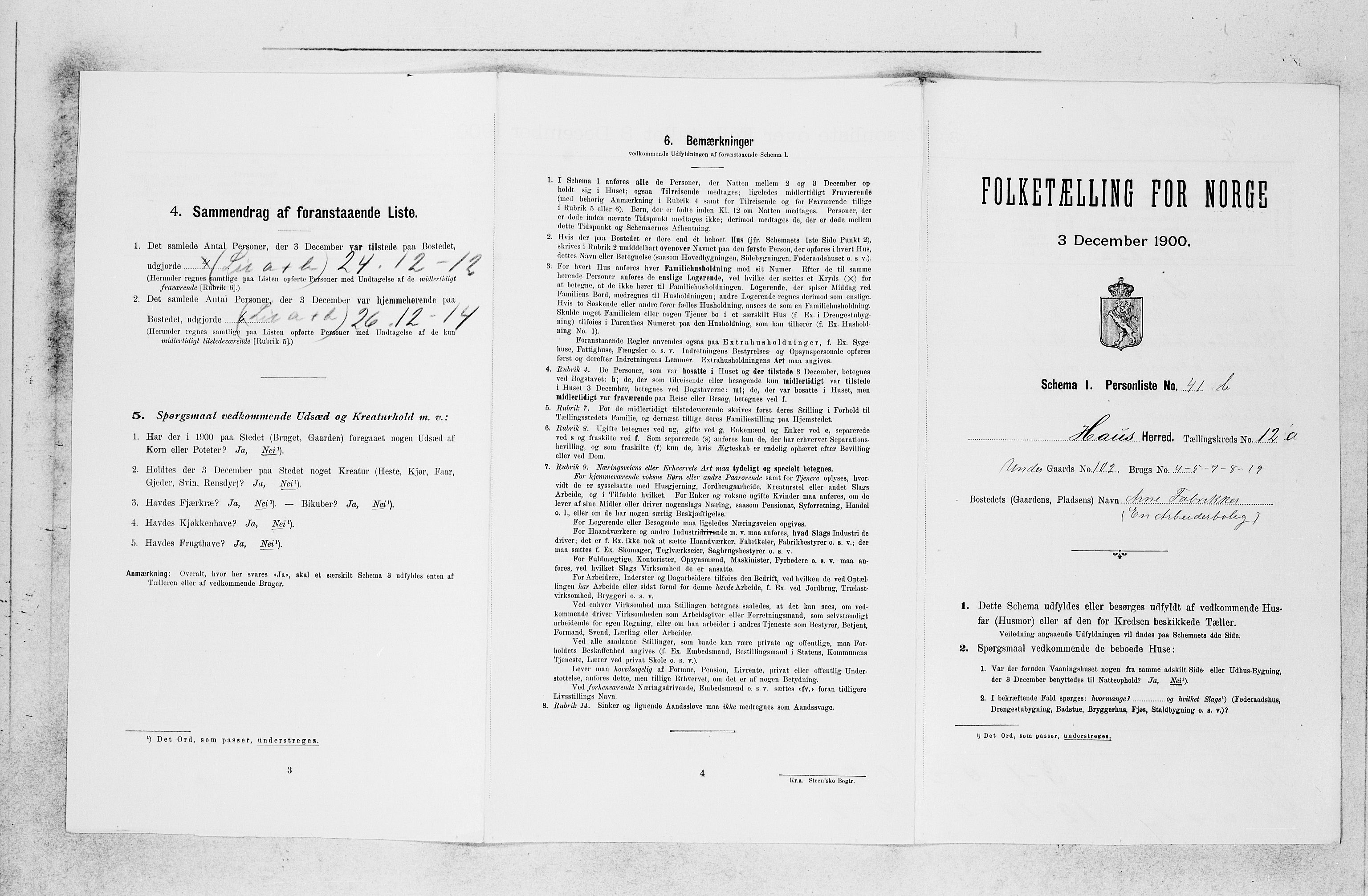 SAB, 1900 census for Haus, 1900, p. 1341