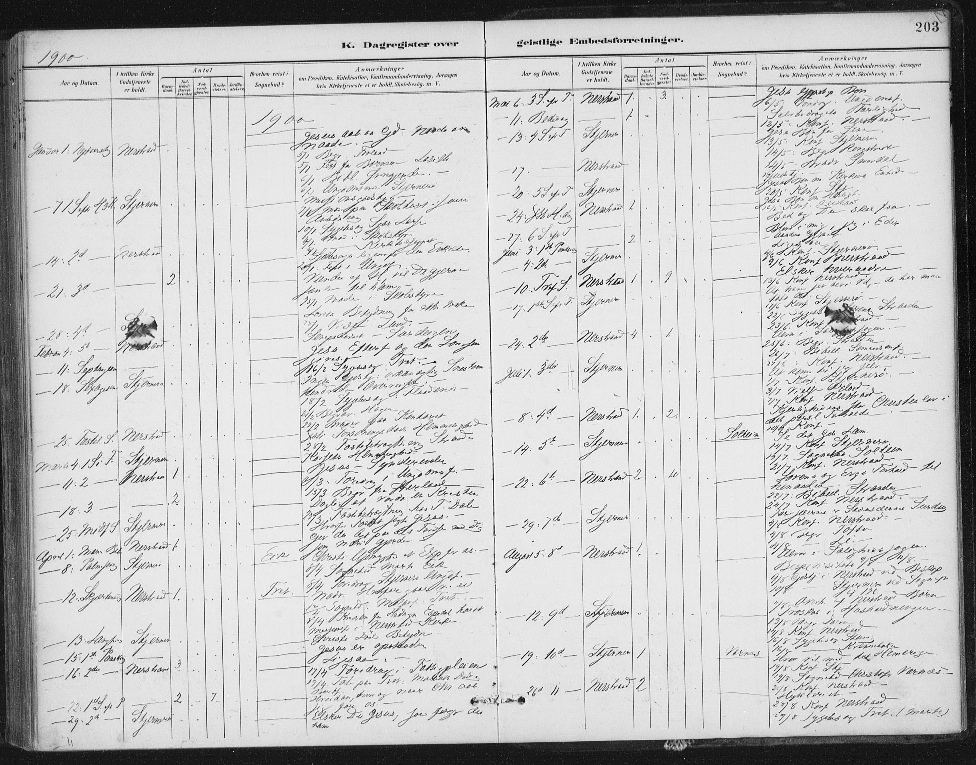 Nedstrand sokneprestkontor, AV/SAST-A-101841/01/IV: Parish register (official) no. A 13, 1887-1915, p. 203