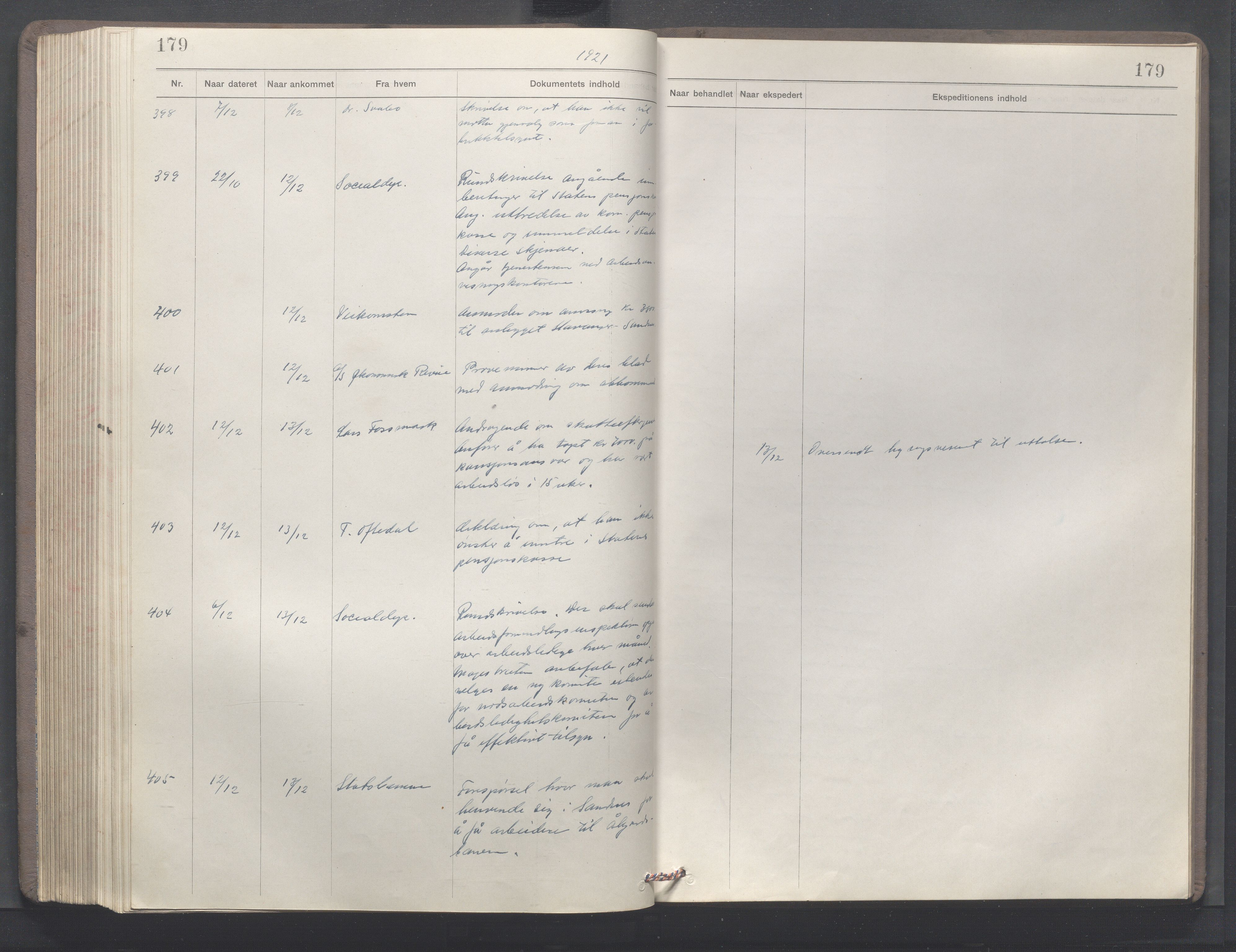 Sandnes kommune - Formannskapet og Bystyret, IKAR/K-100188/C/Ca, 1917-1922, p. 179