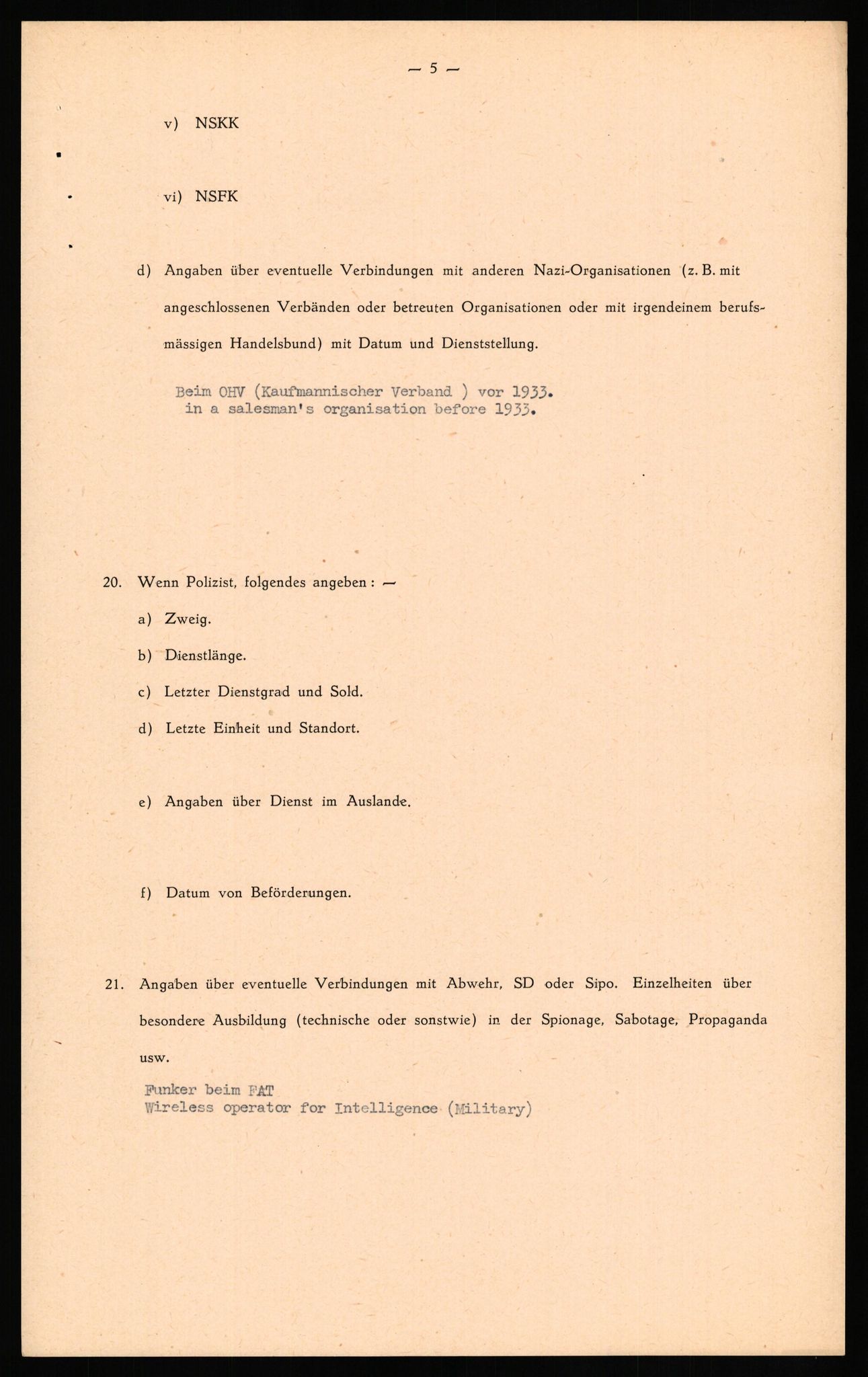 Forsvaret, Forsvarets overkommando II, AV/RA-RAFA-3915/D/Db/L0027: CI Questionaires. Tyske okkupasjonsstyrker i Norge. Tyskere., 1945-1946, p. 470