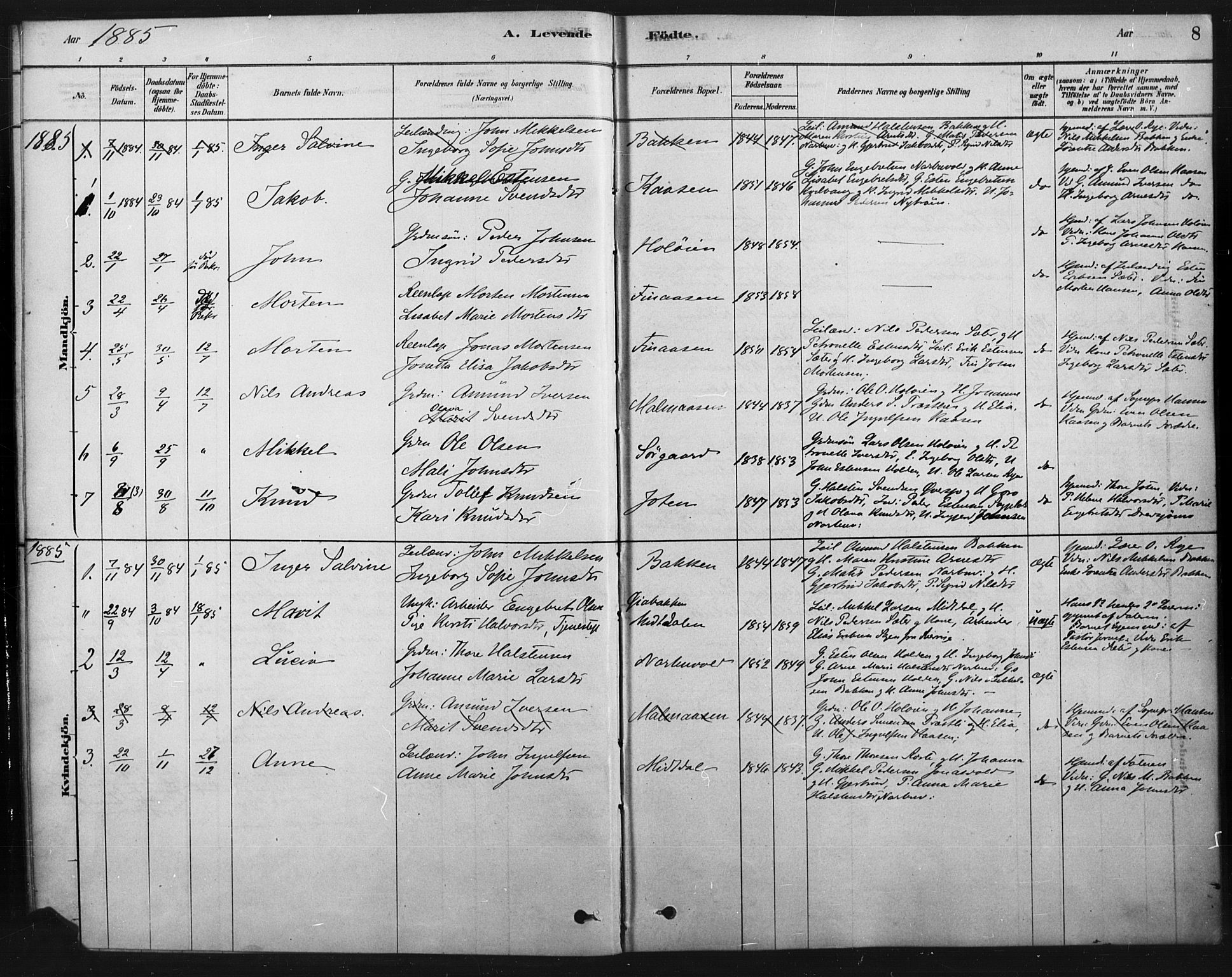 Tolga prestekontor, AV/SAH-PREST-062/K/L0007: Parish register (official) no. 7, 1877-1900, p. 8