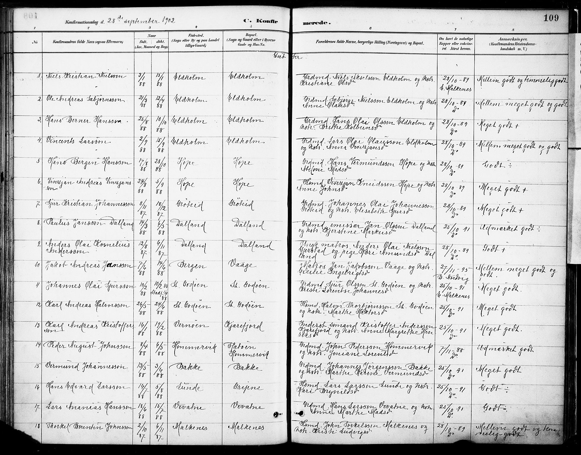 Tysnes sokneprestembete, SAB/A-78601/H/Haa: Parish register (official) no. B 1, 1887-1906, p. 109
