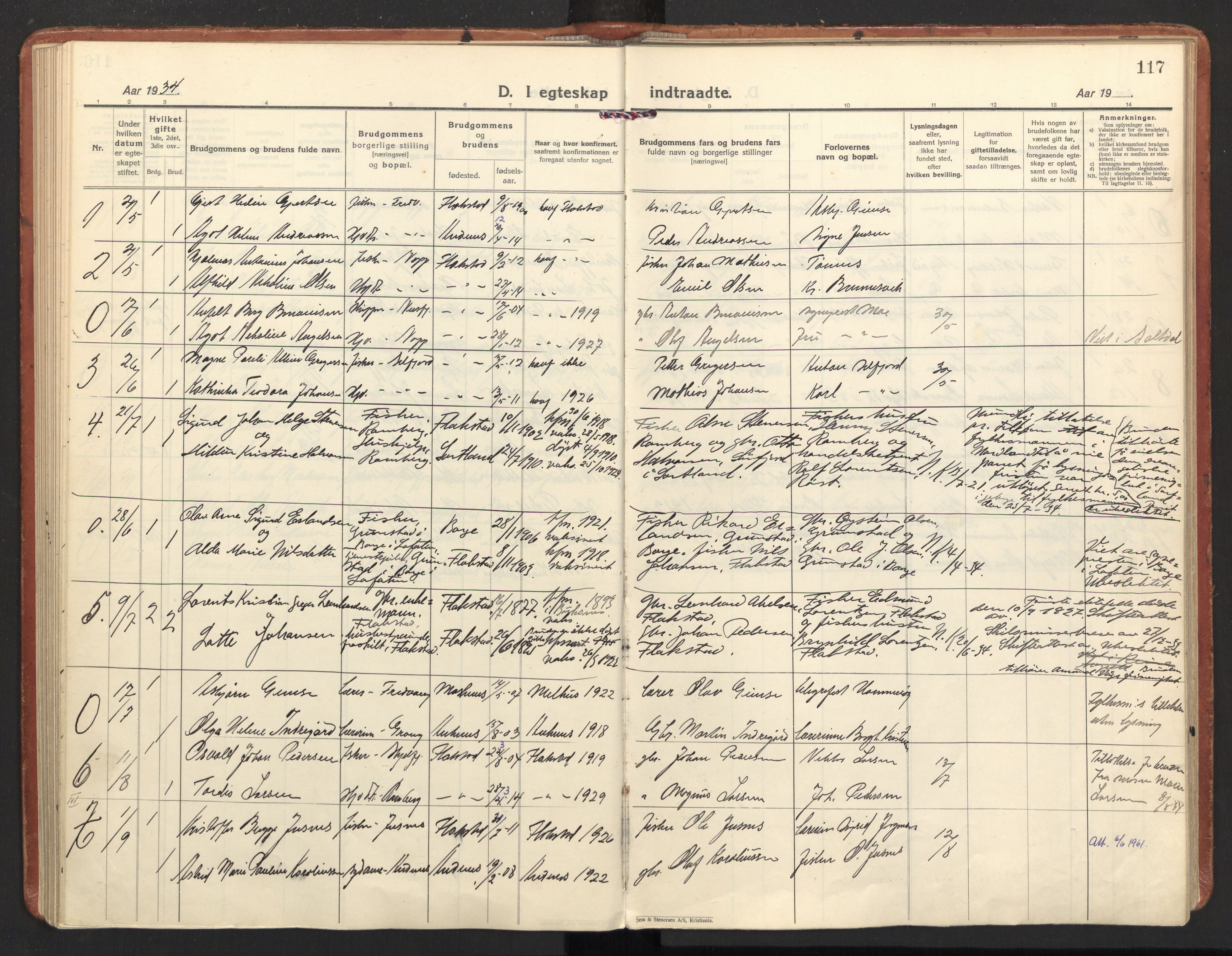 Ministerialprotokoller, klokkerbøker og fødselsregistre - Nordland, AV/SAT-A-1459/885/L1211: Parish register (official) no. 885A11, 1927-1938, p. 117