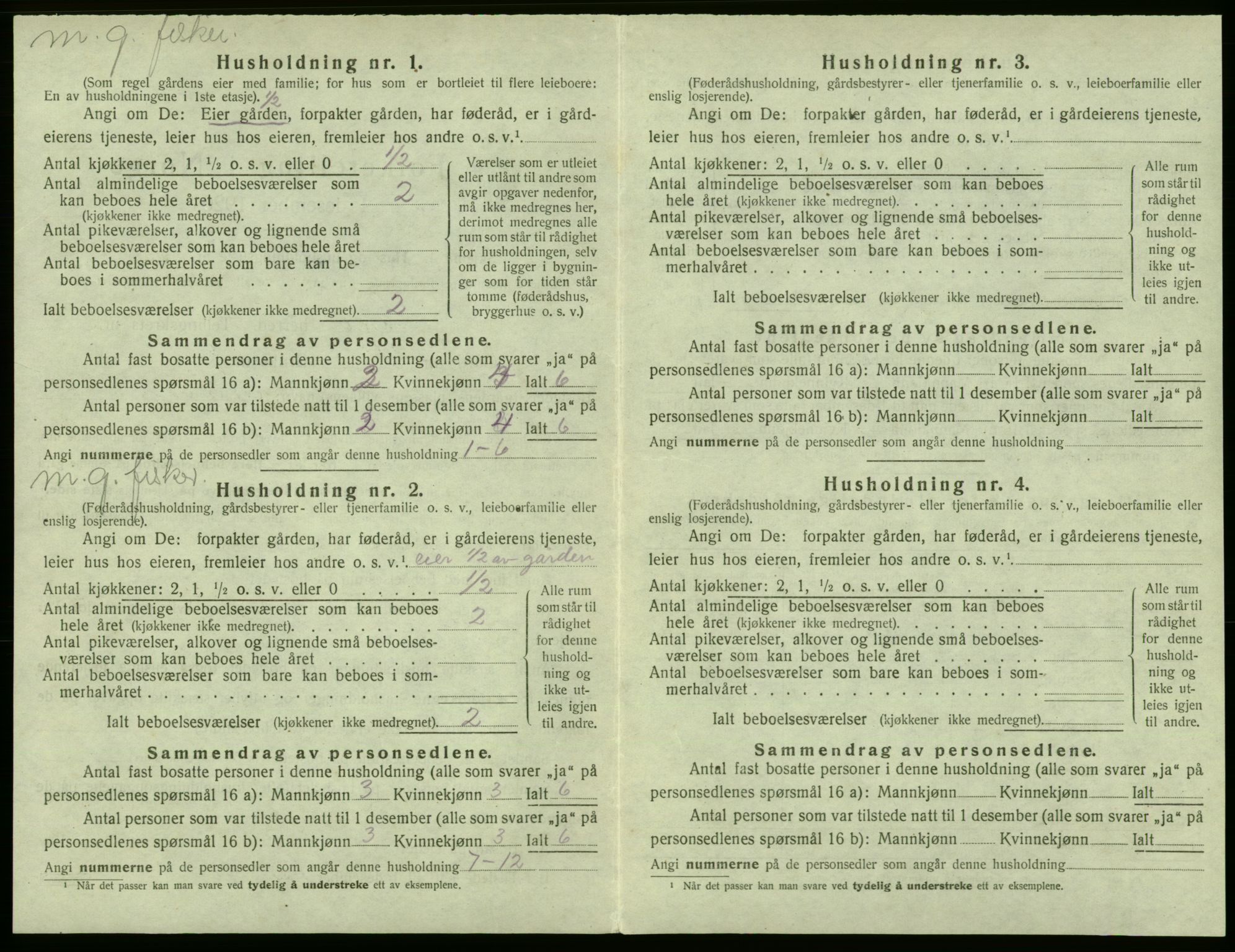 SAB, 1920 census for Sund, 1920, p. 831