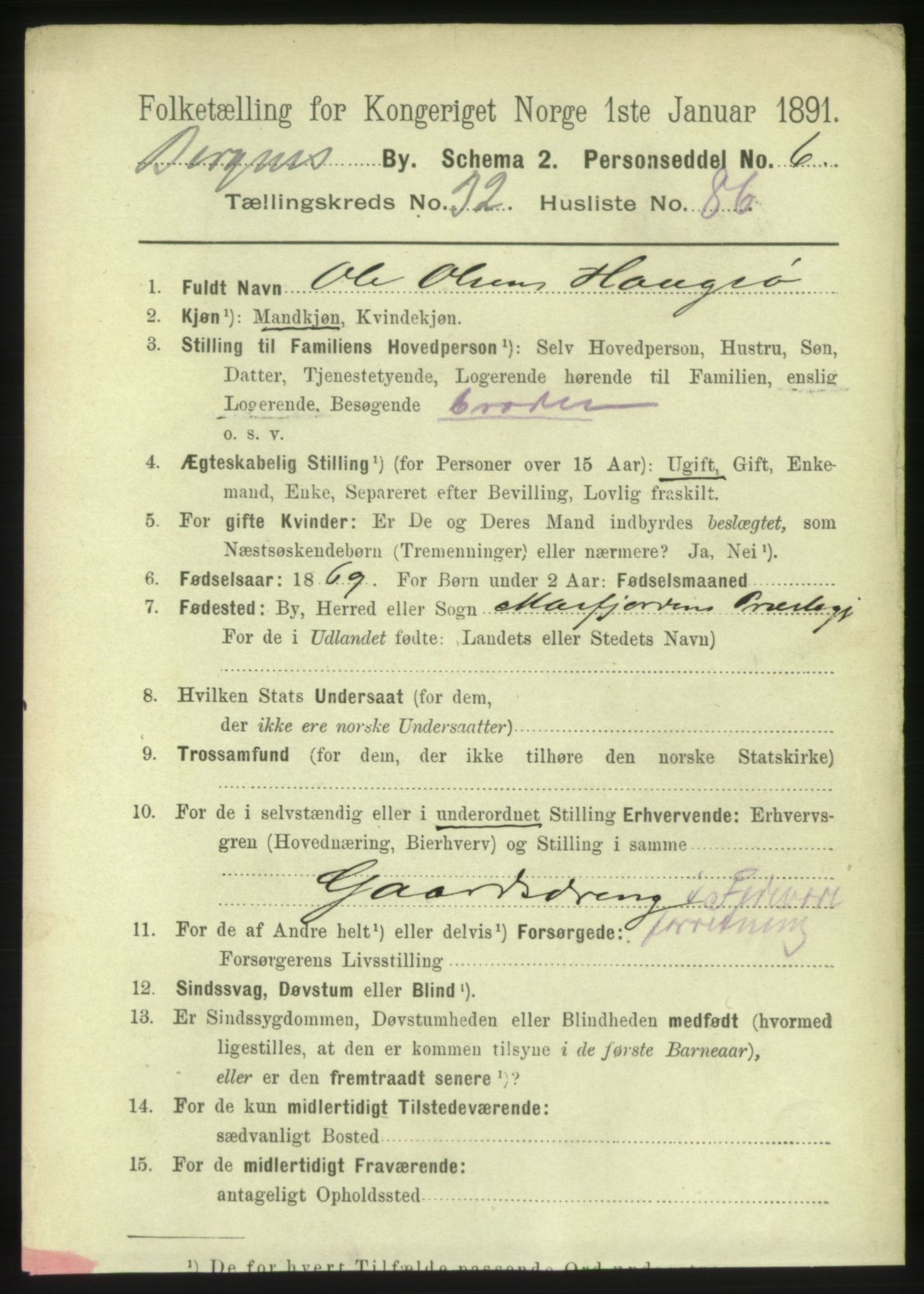 RA, 1891 Census for 1301 Bergen, 1891, p. 40920