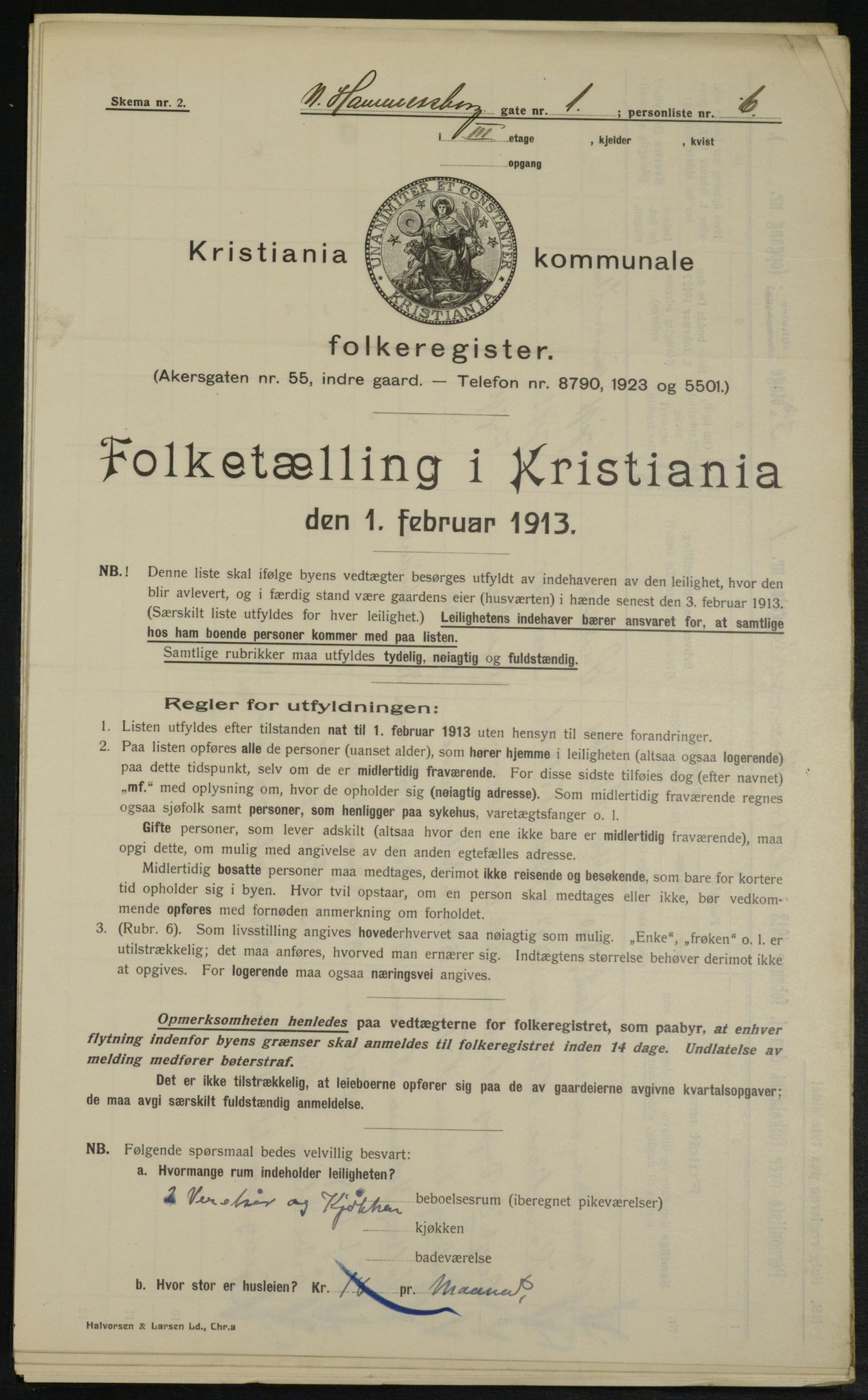 OBA, Municipal Census 1913 for Kristiania, 1913, p. 69141