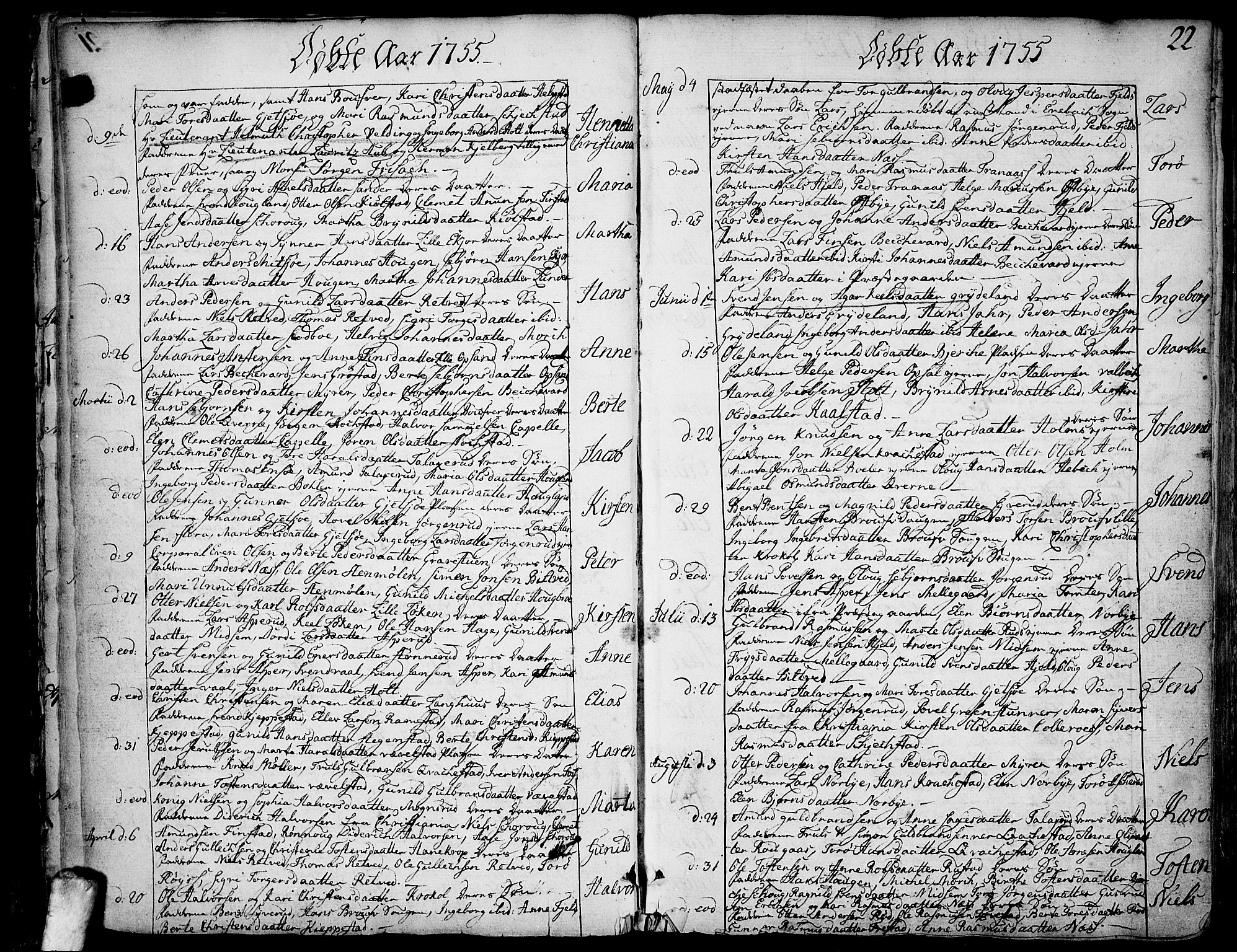 Kråkstad prestekontor Kirkebøker, SAO/A-10125a/F/Fa/L0001: Parish register (official) no. I 1, 1736-1785, p. 22