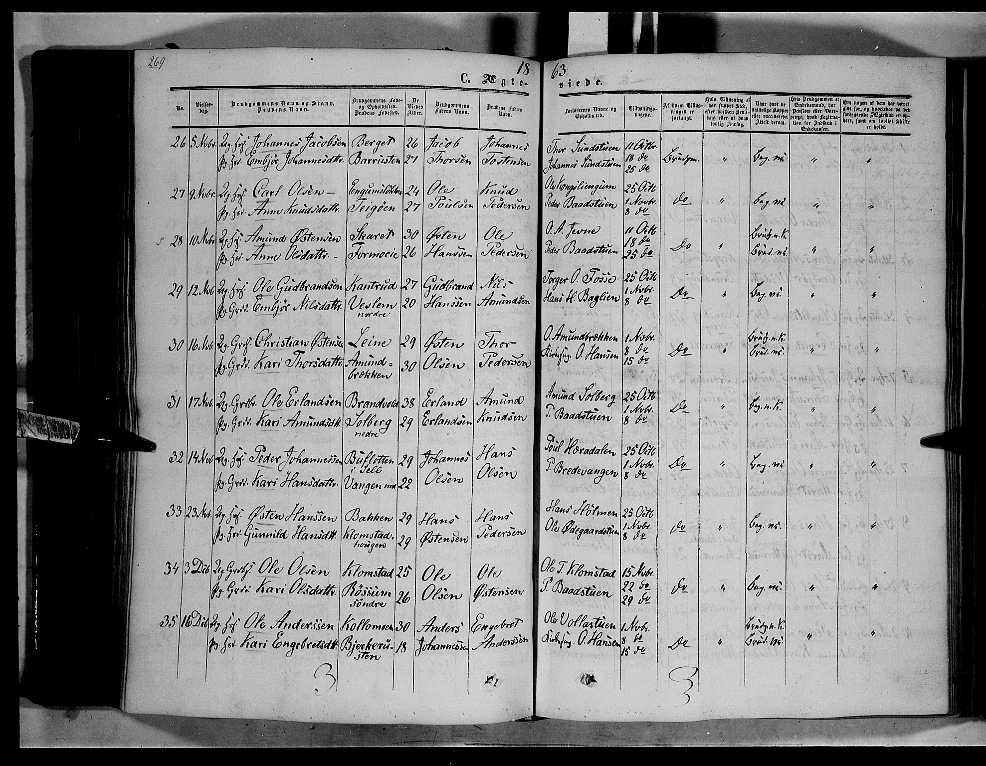 Nord-Fron prestekontor, SAH/PREST-080/H/Ha/Haa/L0001: Parish register (official) no. 1, 1851-1864, p. 269