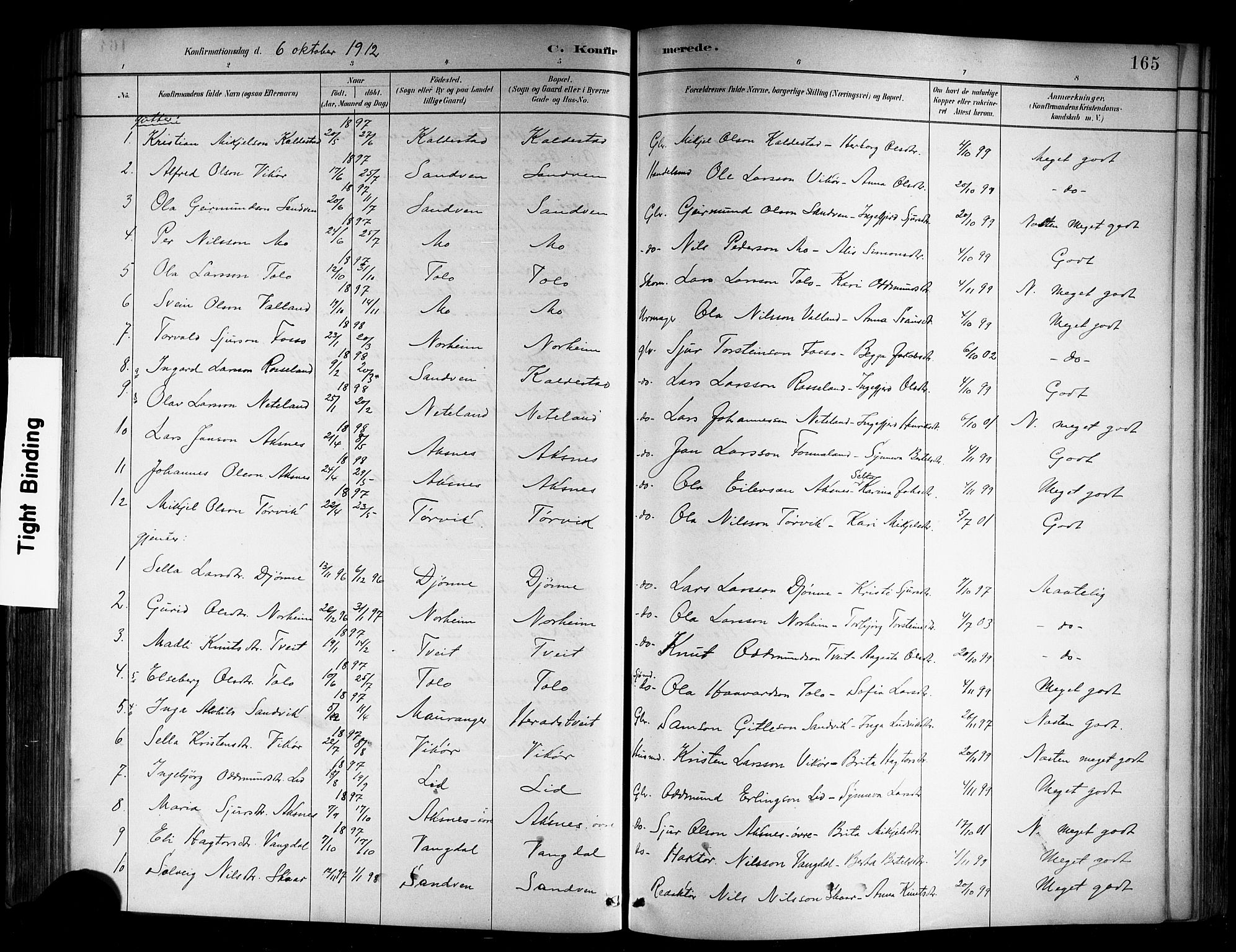 Kvam sokneprestembete, SAB/A-76201/H/Hab: Parish register (copy) no. B 3, 1884-1916, p. 165
