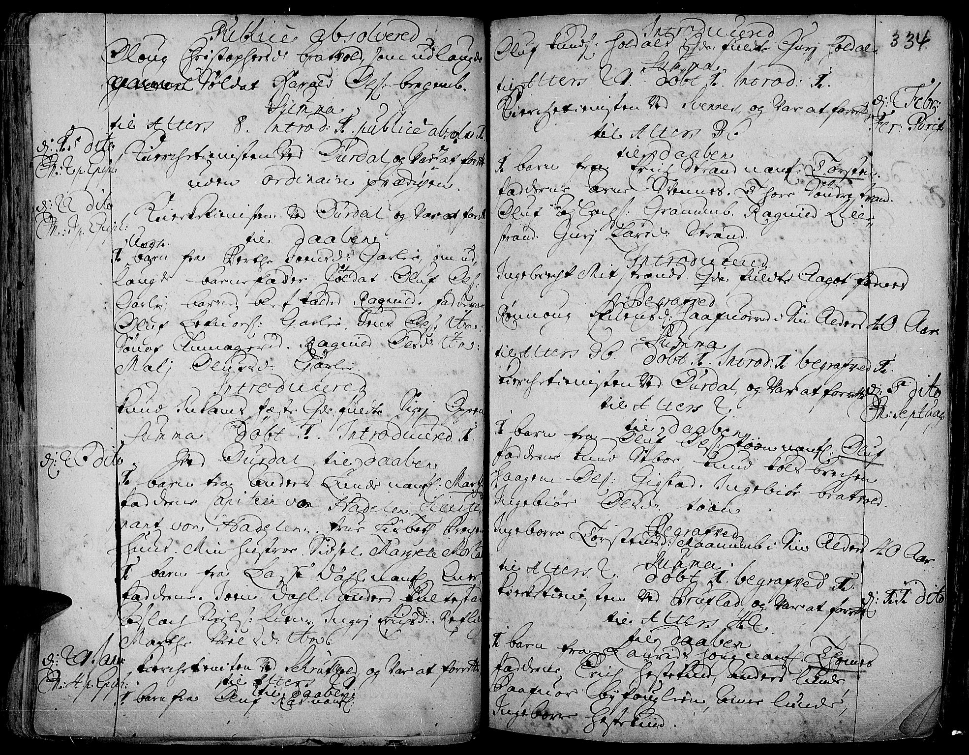 Aurdal prestekontor, SAH/PREST-126/H/Ha/Haa/L0001: Parish register (official) no. 1-3, 1692-1730, p. 334