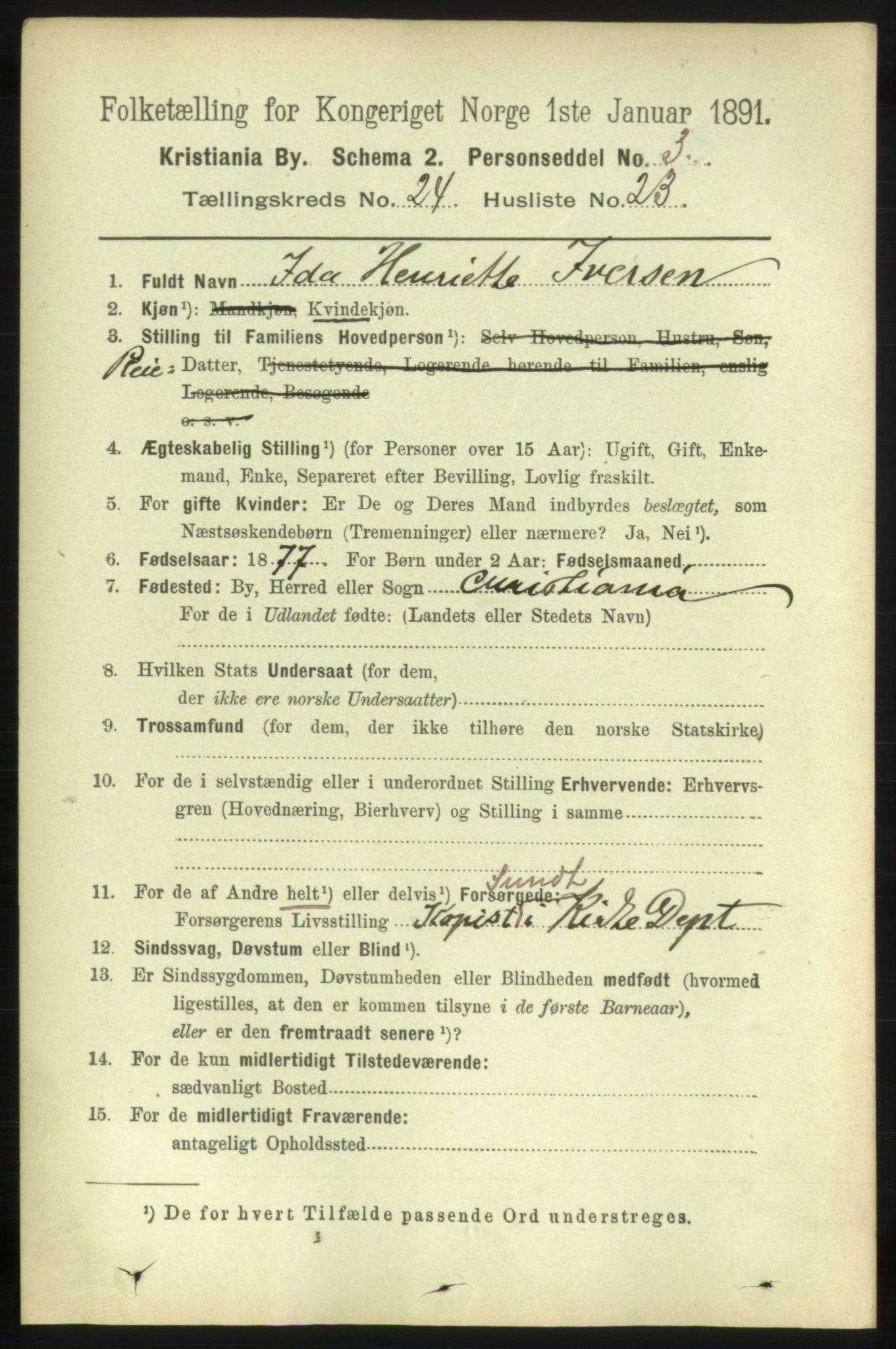 RA, 1891 census for 0301 Kristiania, 1891, p. 12100