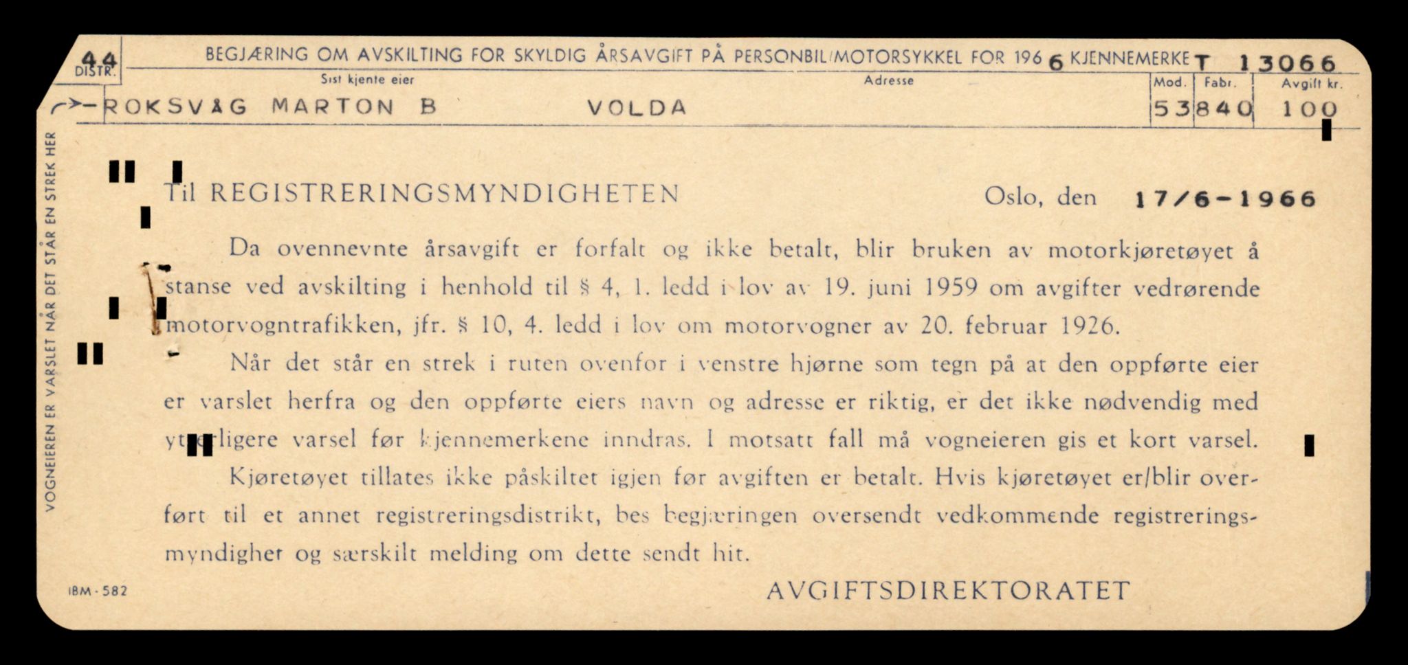 Møre og Romsdal vegkontor - Ålesund trafikkstasjon, AV/SAT-A-4099/F/Fe/L0037: Registreringskort for kjøretøy T 13031 - T 13179, 1927-1998, p. 693
