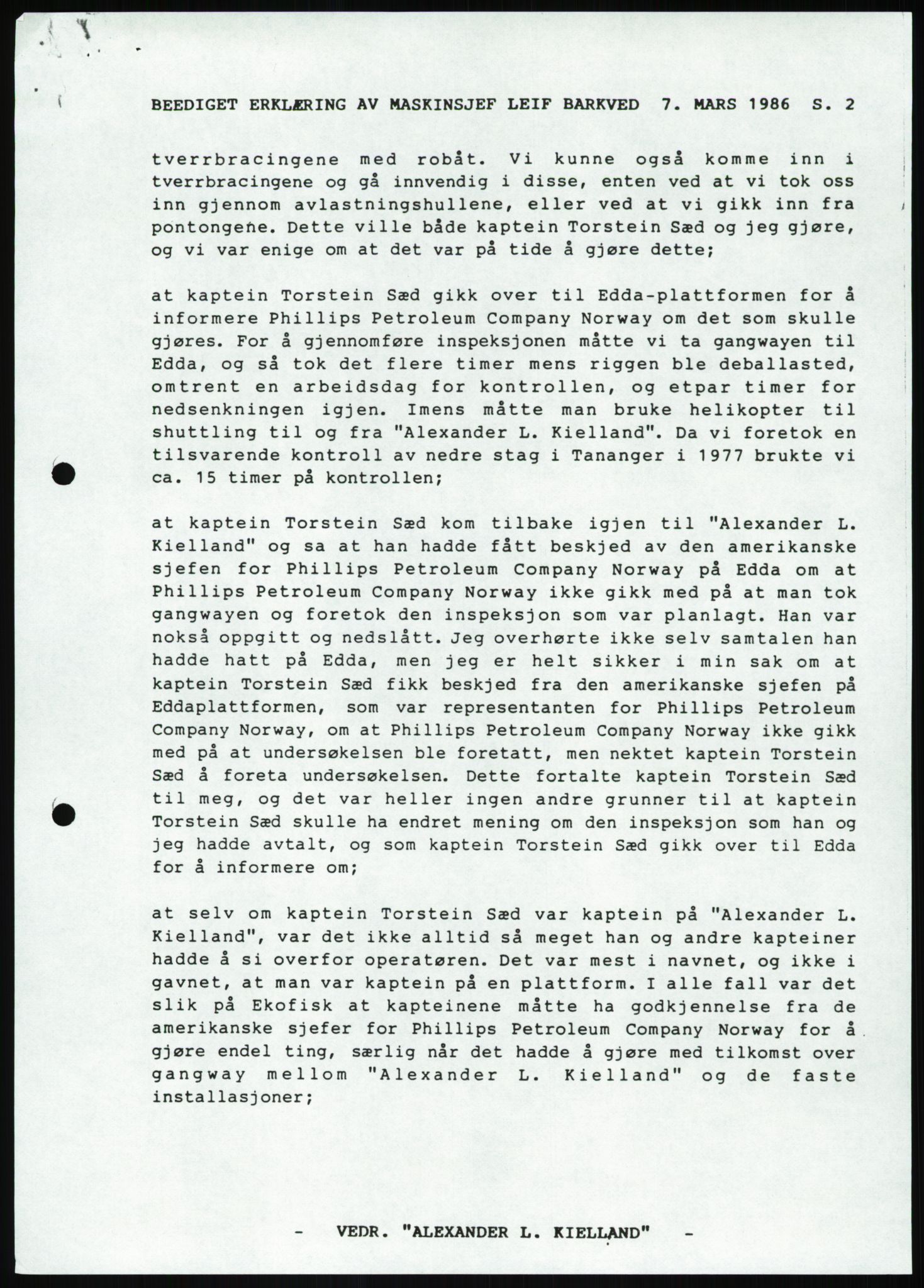 Pa 1503 - Stavanger Drilling AS, AV/SAST-A-101906/Da/L0001: Alexander L. Kielland - Begrensningssak Stavanger byrett, 1986, p. 842