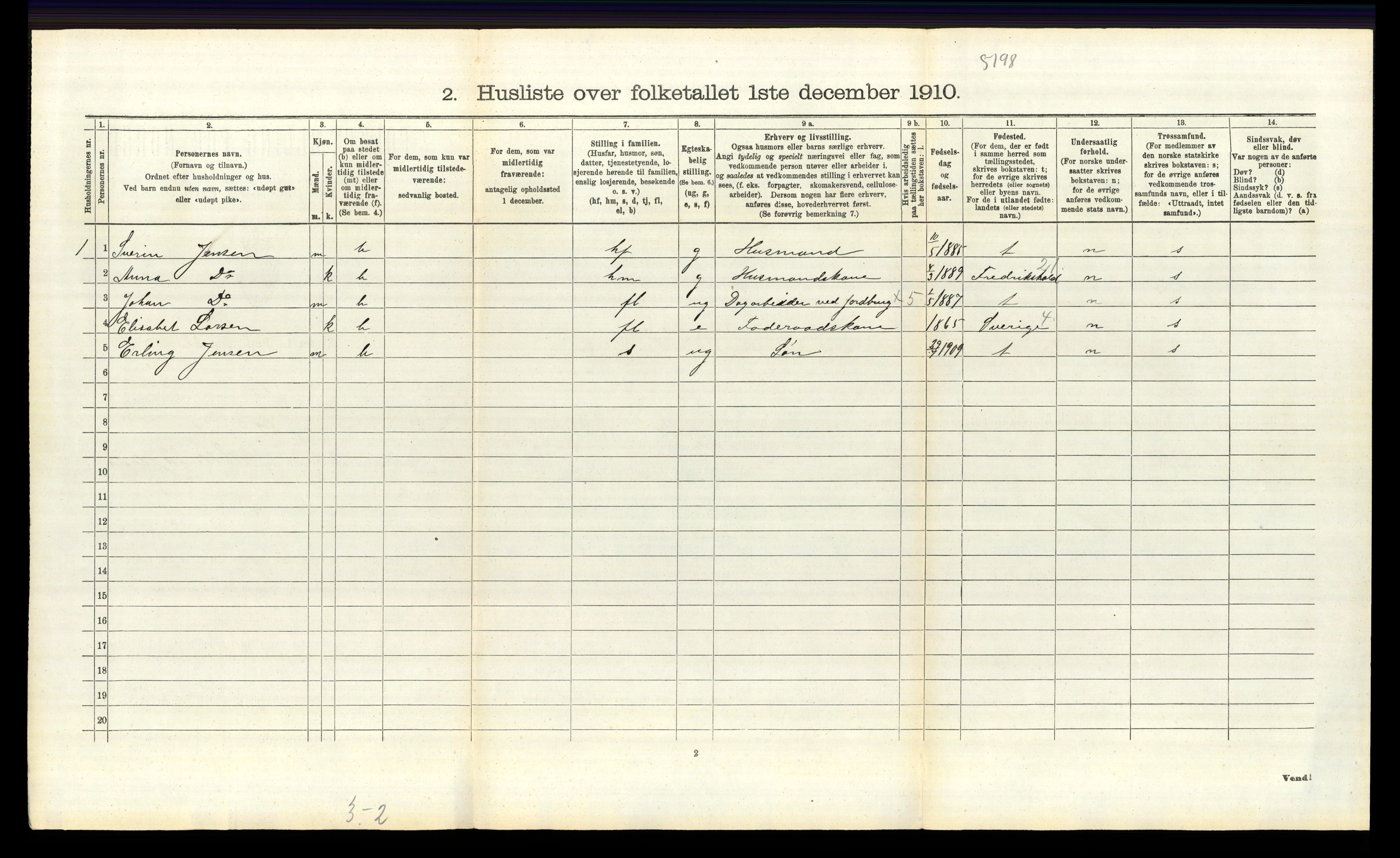 RA, 1910 census for Idd, 1910, p. 1363