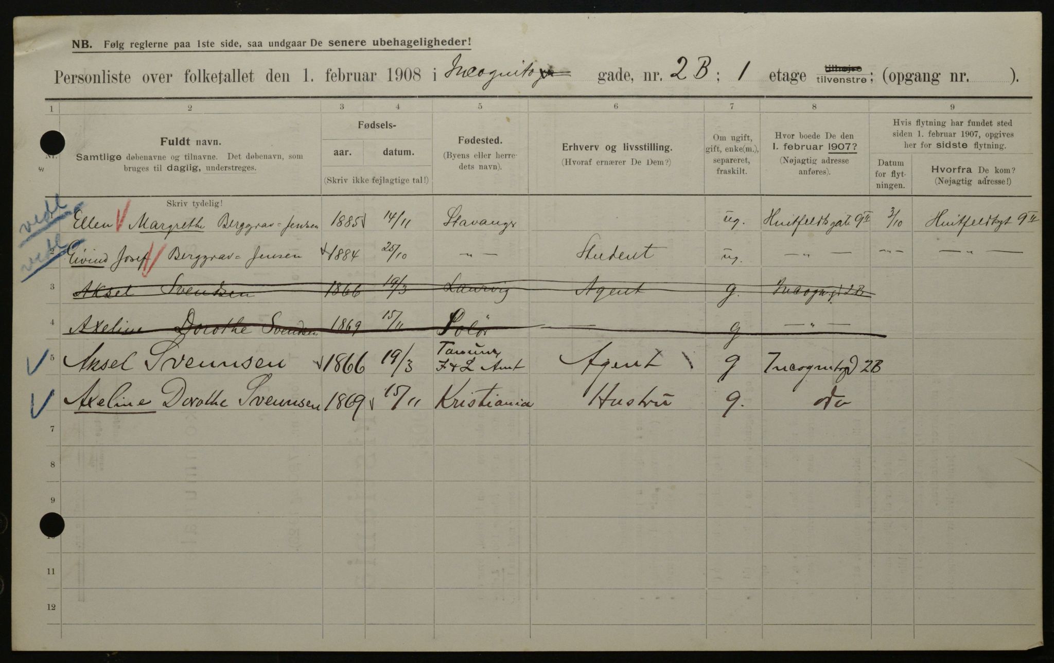 OBA, Municipal Census 1908 for Kristiania, 1908, p. 39511