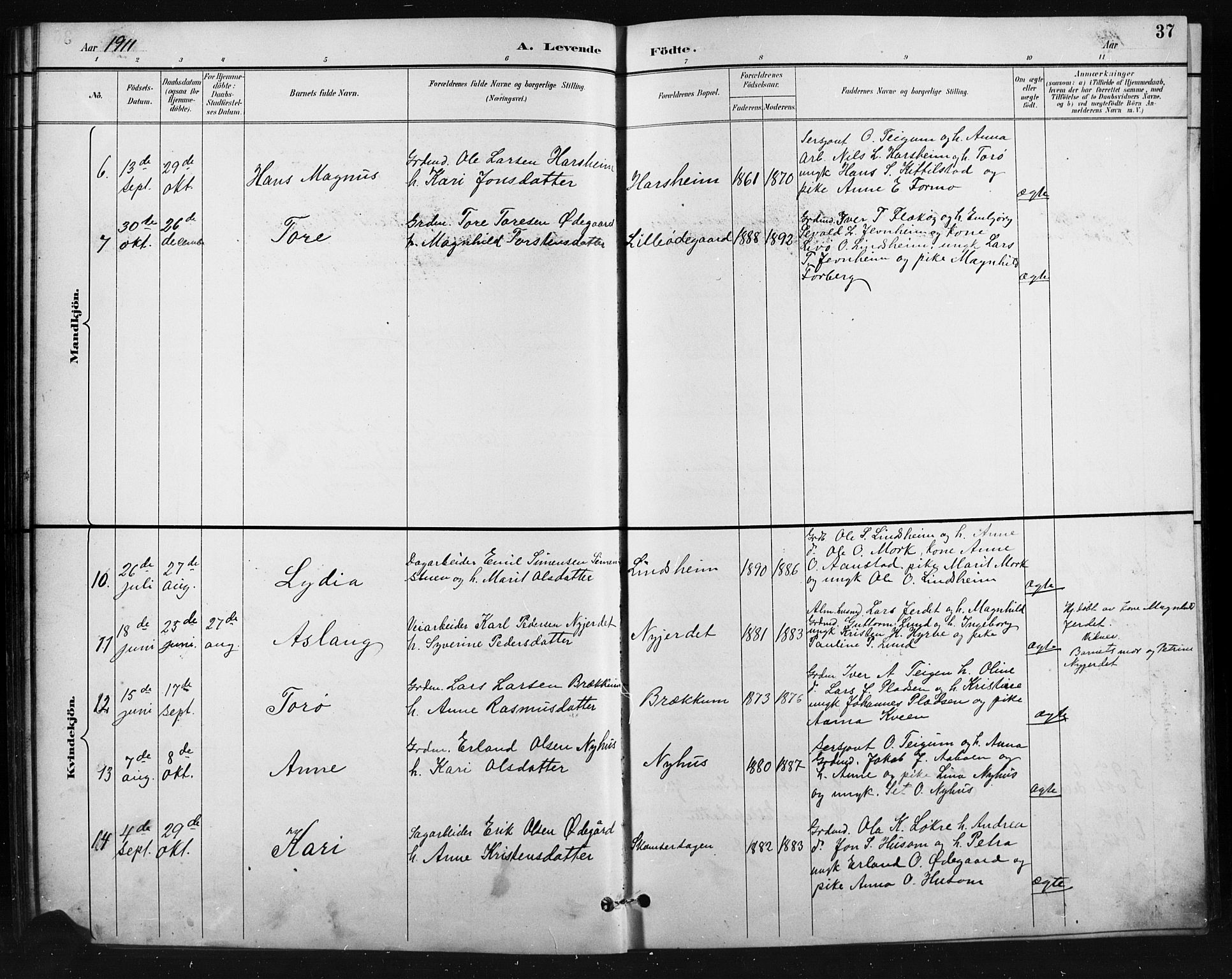 Skjåk prestekontor, SAH/PREST-072/H/Ha/Hab/L0004: Parish register (copy) no. 4, 1895-1921, p. 37