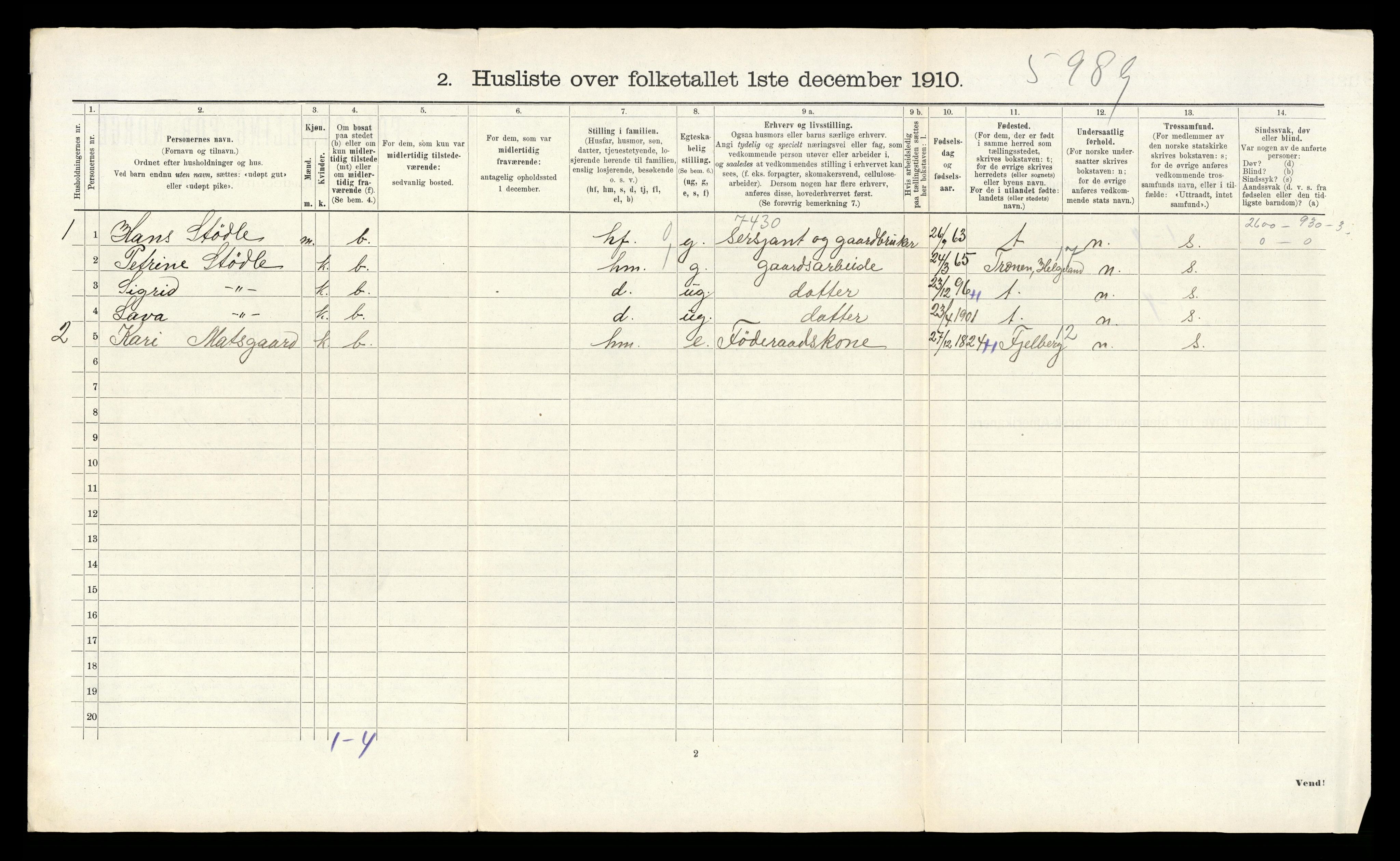 RA, 1910 census for Etne, 1910, p. 761