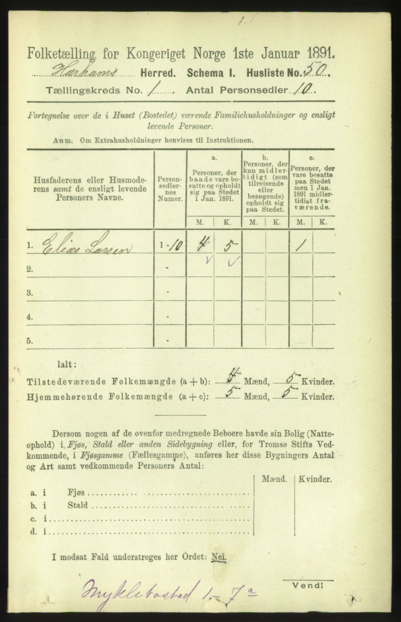 RA, 1891 census for 1534 Haram, 1891, p. 81