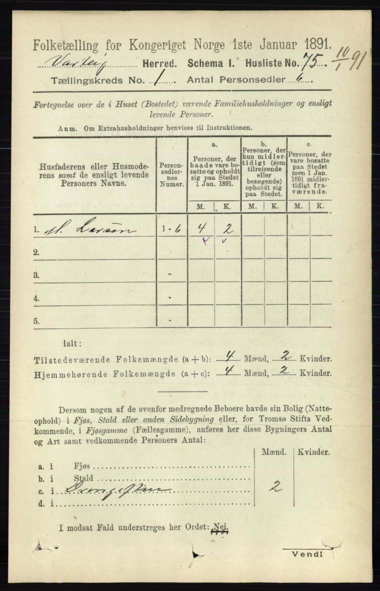 RA, 1891 census for 0114 Varteig, 1891, p. 90
