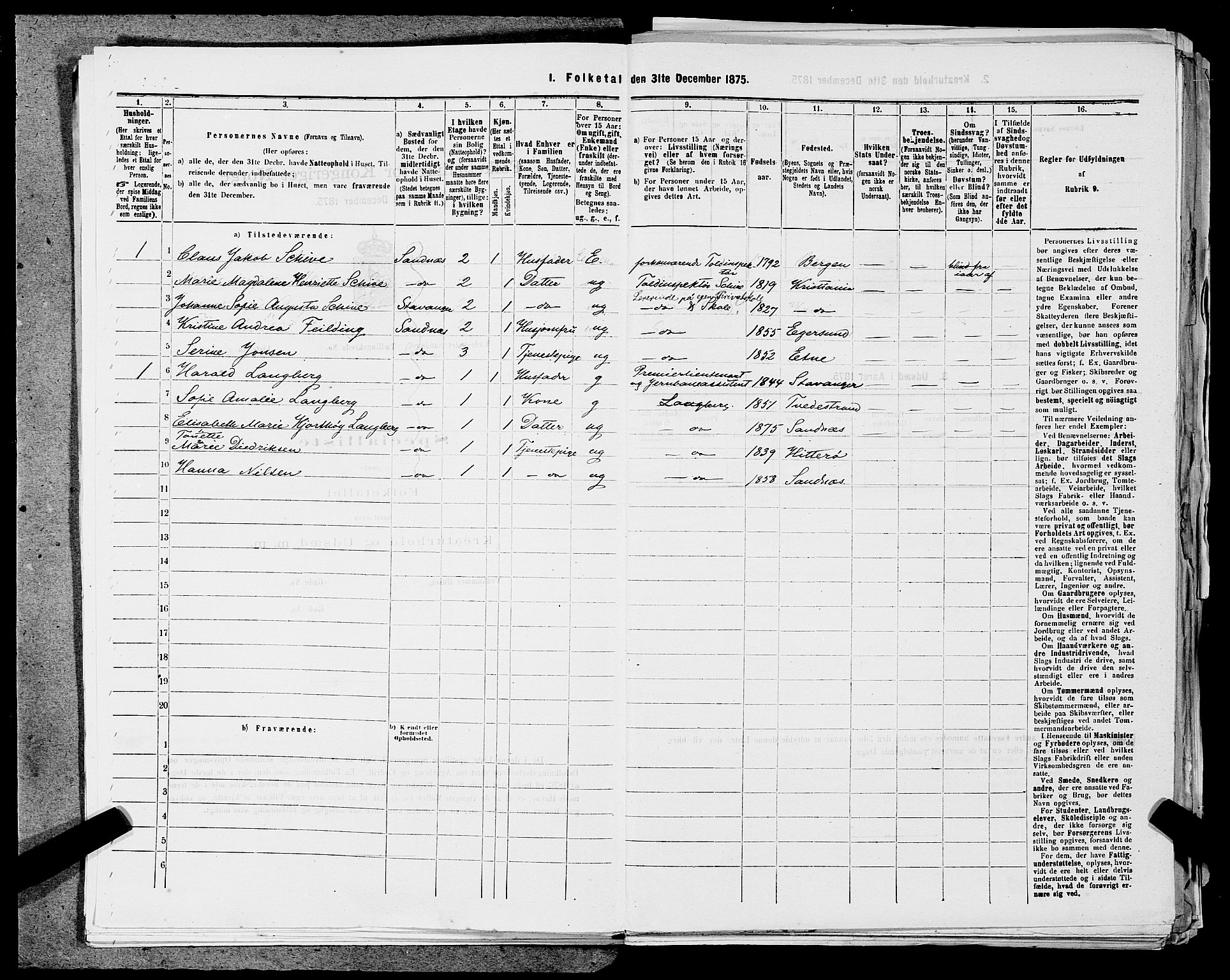 SAST, 1875 census for 1102B Høyland/Sandnes, 1875, p. 222