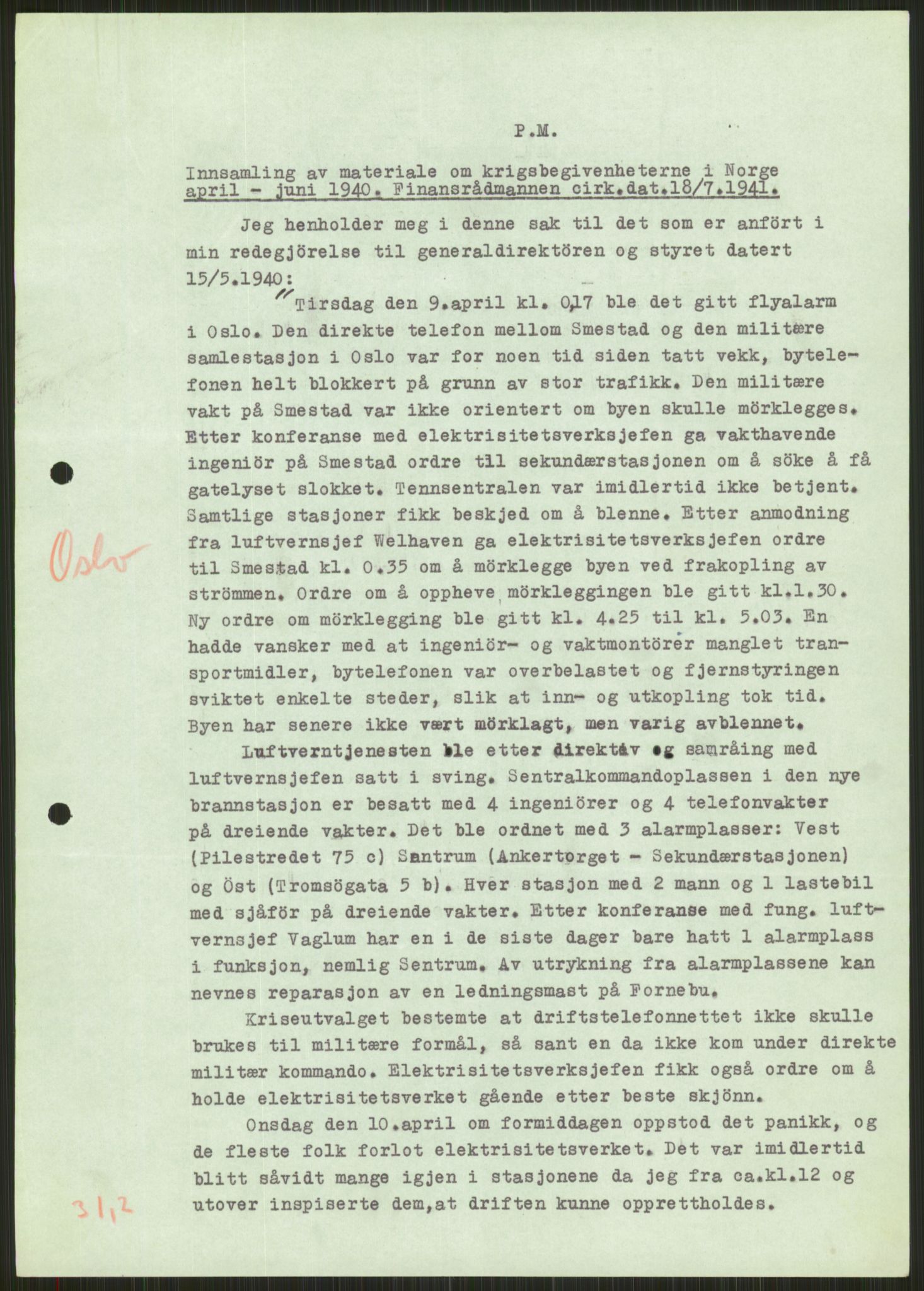 Forsvaret, Forsvarets krigshistoriske avdeling, AV/RA-RAFA-2017/Y/Ya/L0013: II-C-11-31 - Fylkesmenn.  Rapporter om krigsbegivenhetene 1940., 1940, p. 545