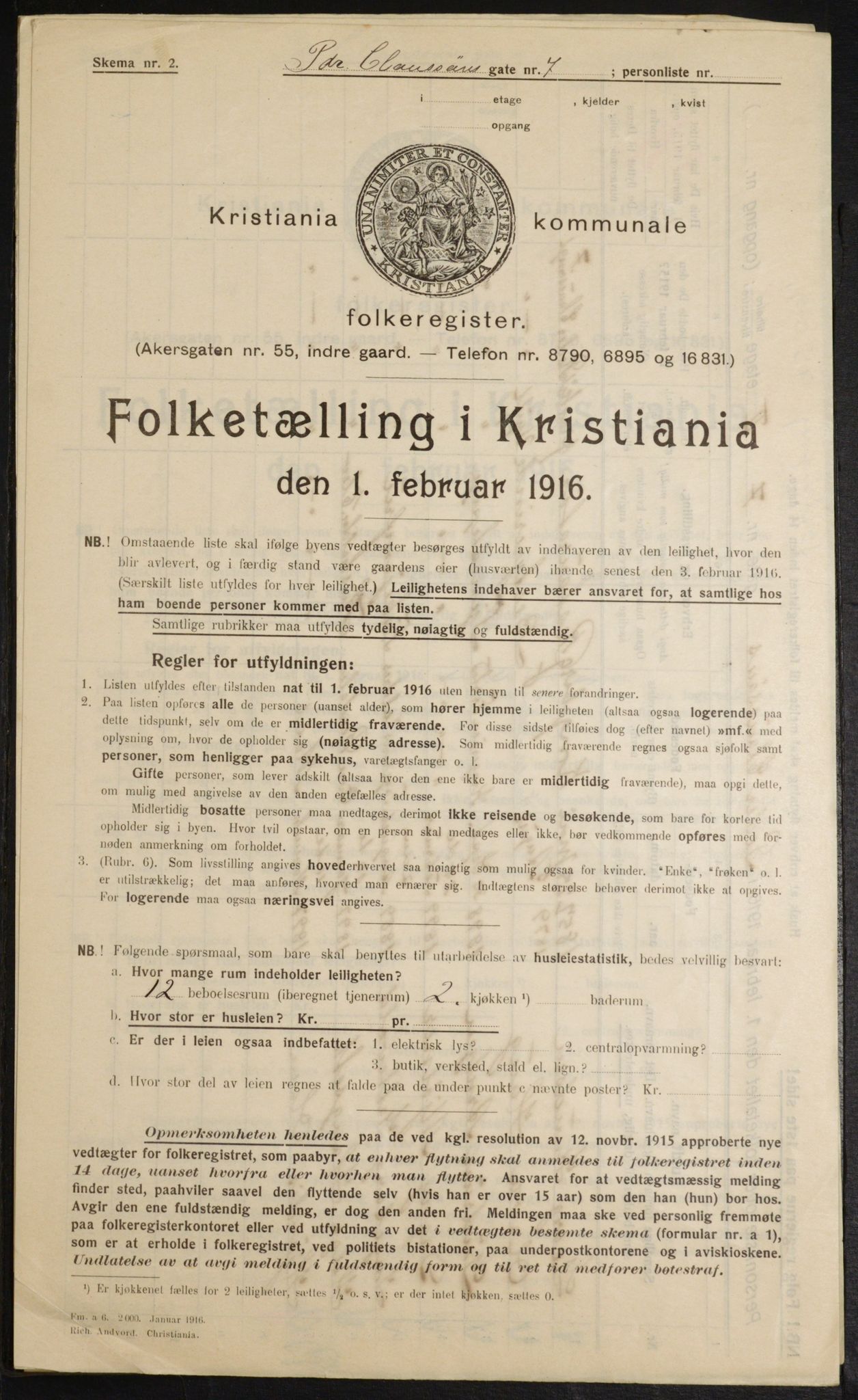 OBA, Municipal Census 1916 for Kristiania, 1916, p. 80730