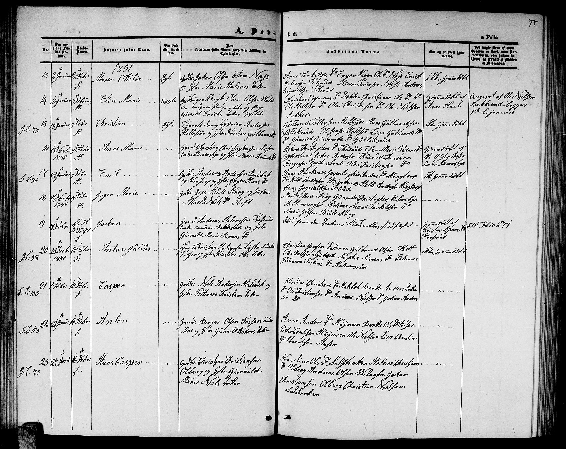 Høland prestekontor Kirkebøker, AV/SAO-A-10346a/G/Ga/L0003: Parish register (copy) no. I 3, 1846-1853, p. 77