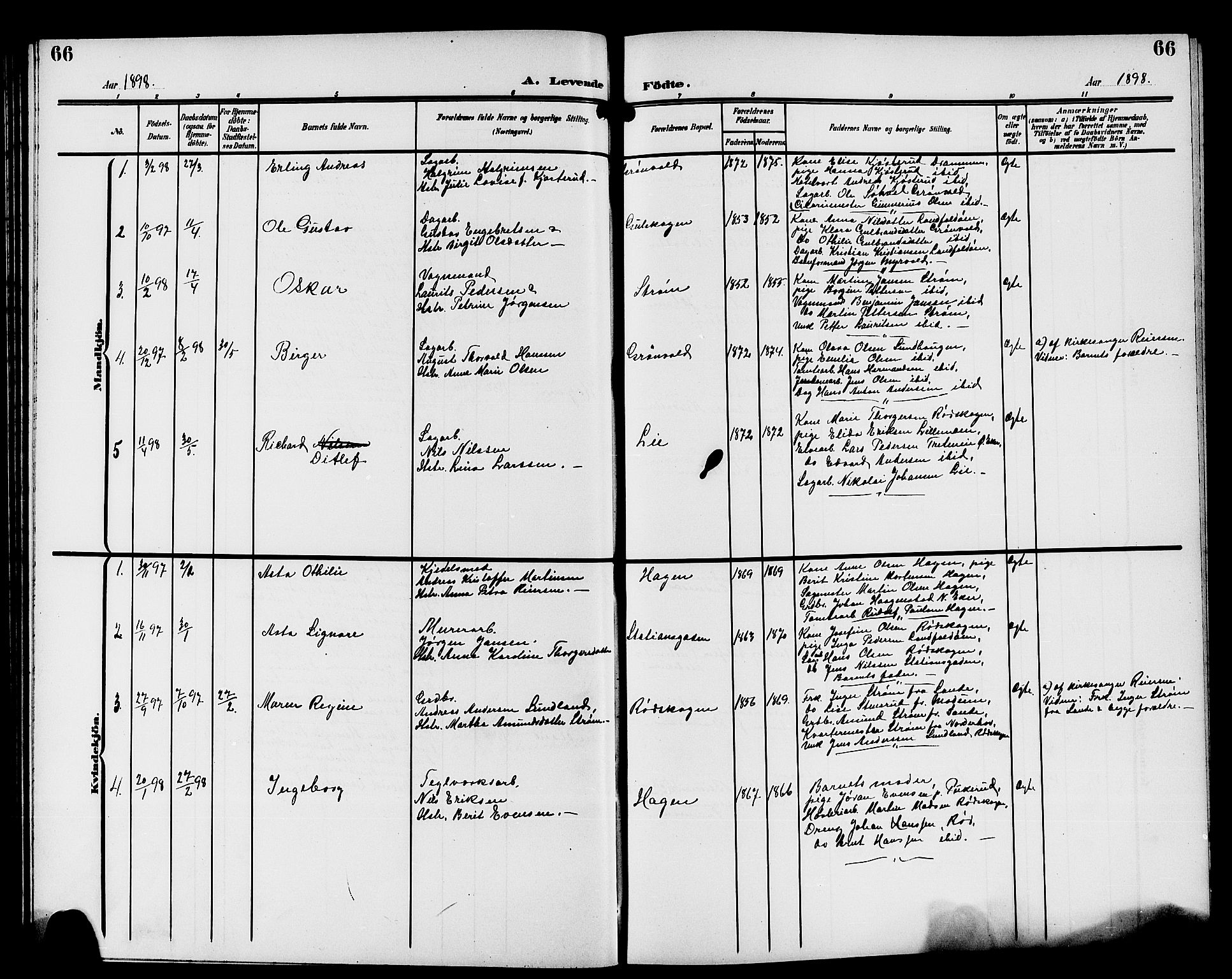 Strømsgodset kirkebøker, AV/SAKO-A-324/G/Ga/L0002: Parish register (copy) no. 2, 1885-1910, p. 66