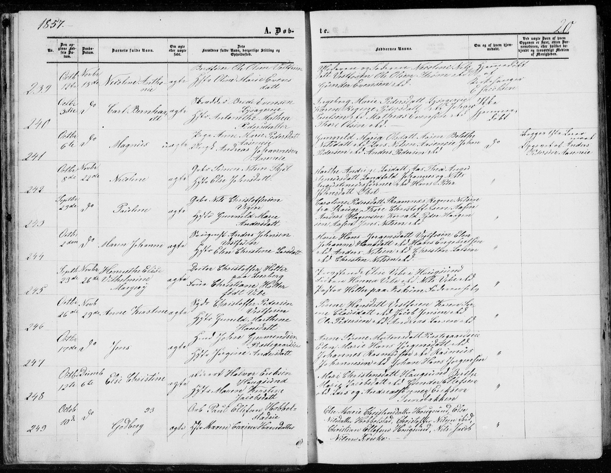 Eiker kirkebøker, AV/SAKO-A-4/G/Ga/L0003: Parish register (copy) no. I 3, 1856-1871, p. 20