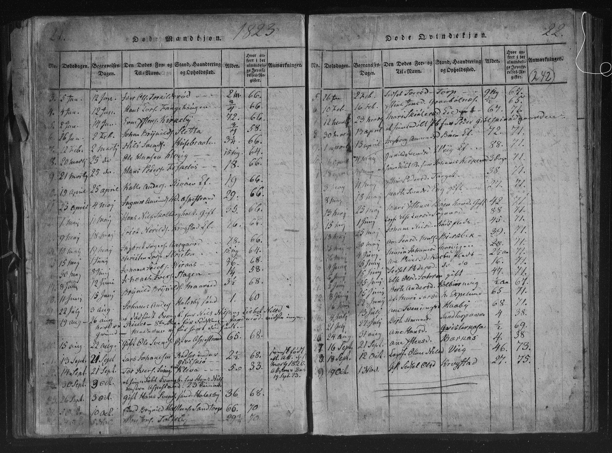 Aremark prestekontor Kirkebøker, SAO/A-10899/F/Fc/L0001: Parish register (official) no. III 1, 1814-1834, p. 21-22