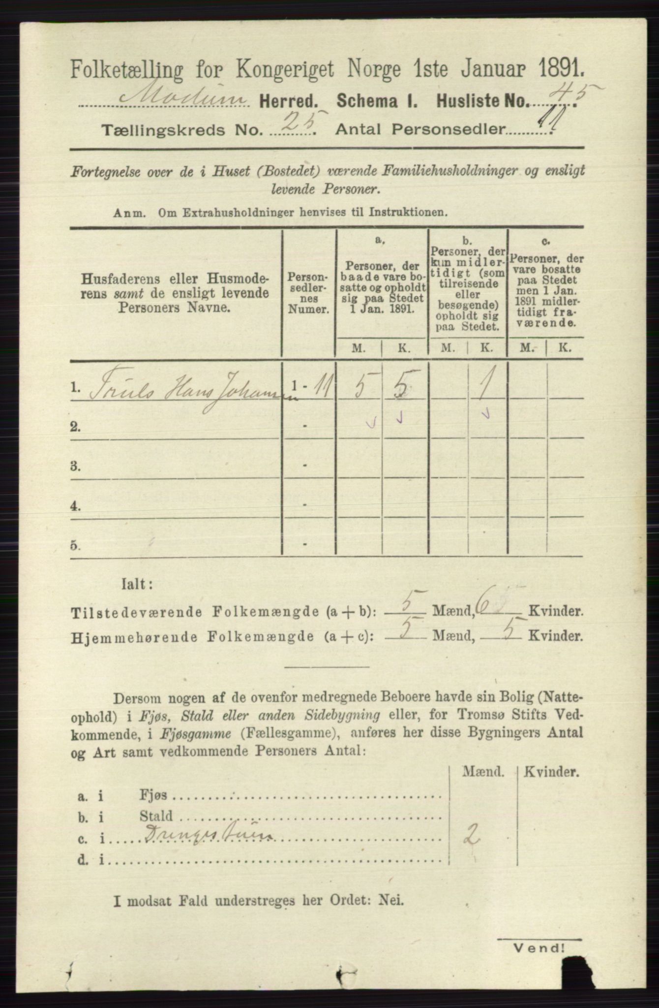 RA, 1891 census for 0623 Modum, 1891, p. 9040