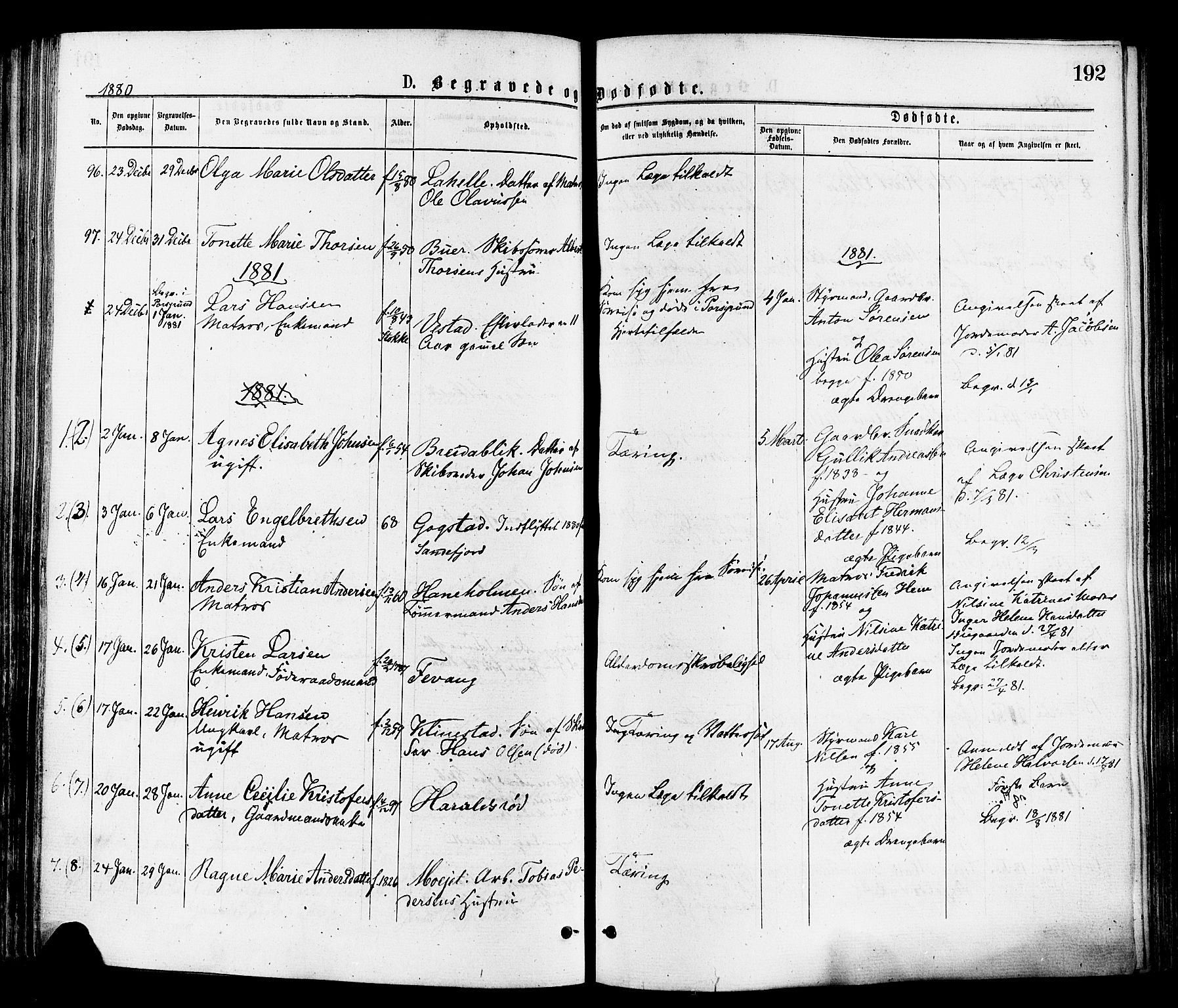 Sandar kirkebøker, SAKO/A-243/F/Fa/L0011: Parish register (official) no. 11, 1872-1882, p. 192