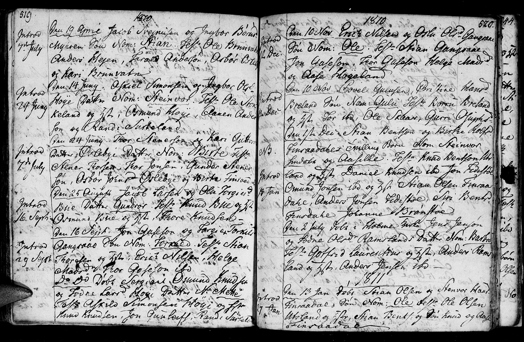 Holum sokneprestkontor, SAK/1111-0022/F/Fa/Fac/L0001: Parish register (official) no. A 1, 1773-1820, p. 519-520