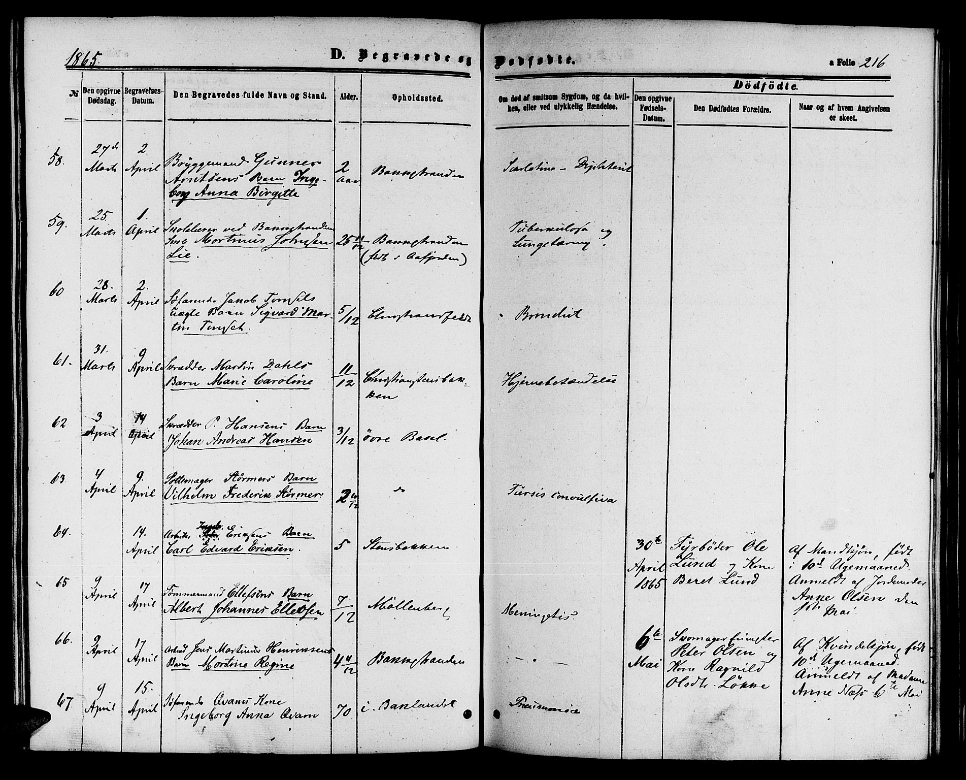 Ministerialprotokoller, klokkerbøker og fødselsregistre - Sør-Trøndelag, AV/SAT-A-1456/604/L0185: Parish register (official) no. 604A06, 1861-1865, p. 216