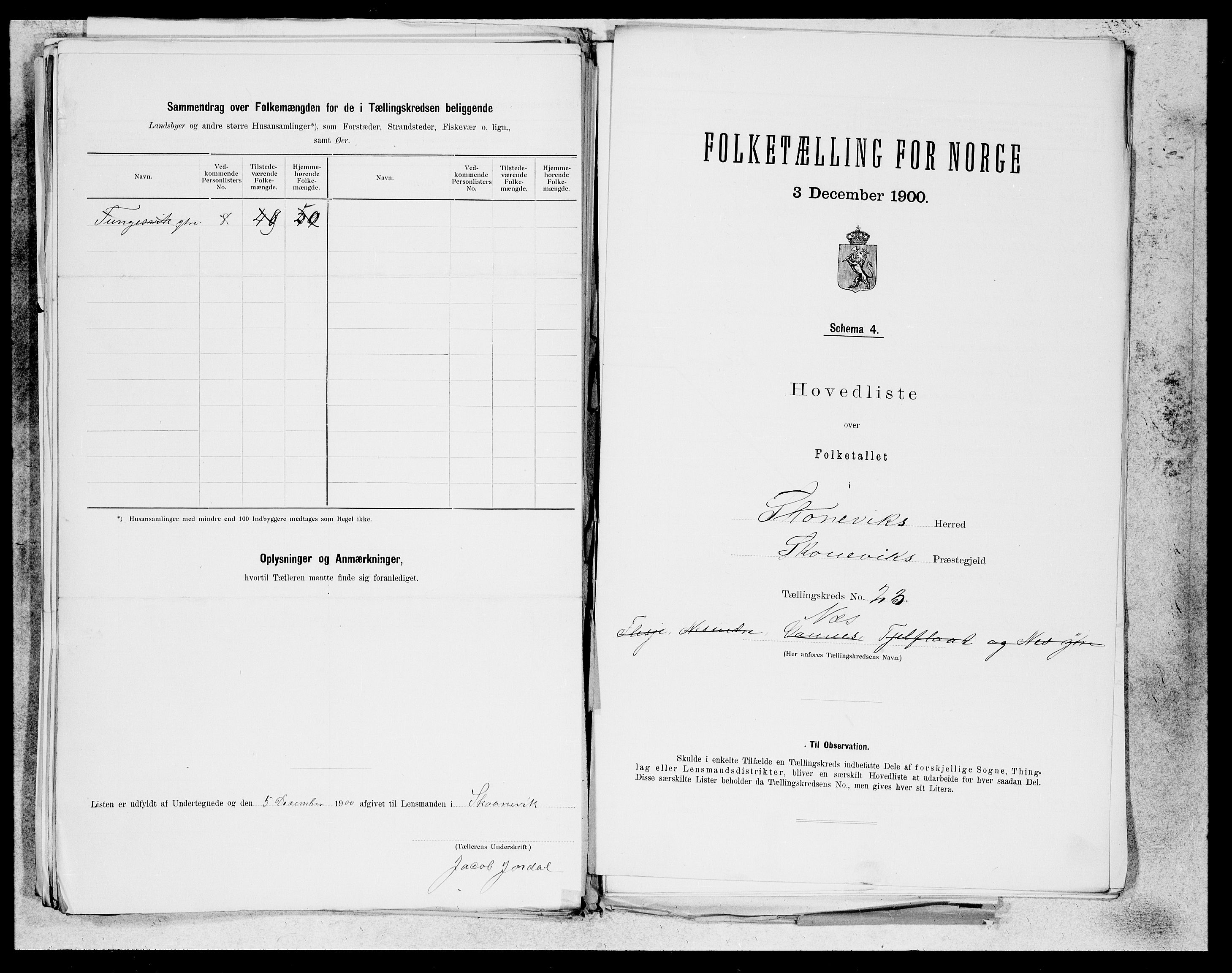 SAB, 1900 census for Skånevik, 1900, p. 45