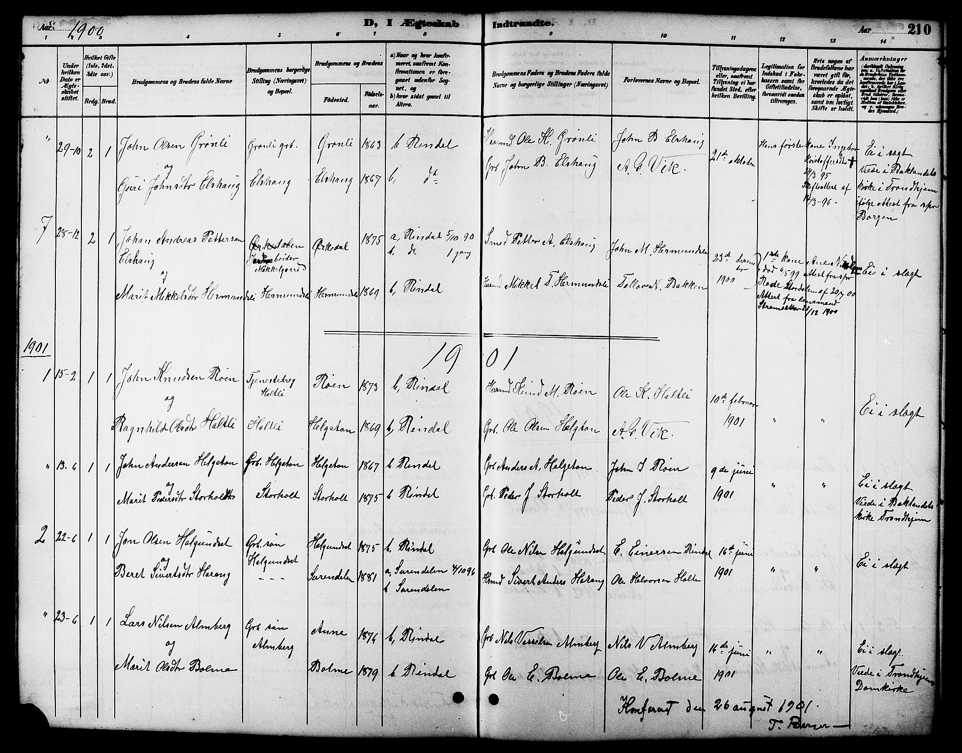 Ministerialprotokoller, klokkerbøker og fødselsregistre - Møre og Romsdal, SAT/A-1454/598/L1078: Parish register (copy) no. 598C03, 1892-1909, p. 210