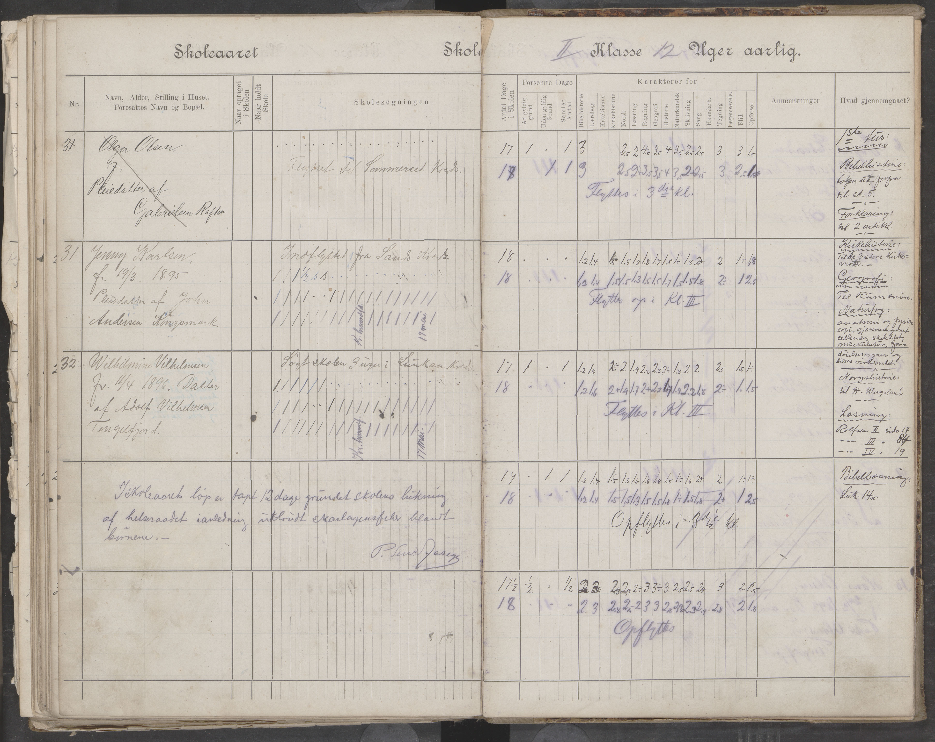 Hadsel kommune. Tengelfjord skolekrets, AIN/K-18660.510.04/G/L0001: Skoleprotokoll for Tengelfjord skole, 1899-1908