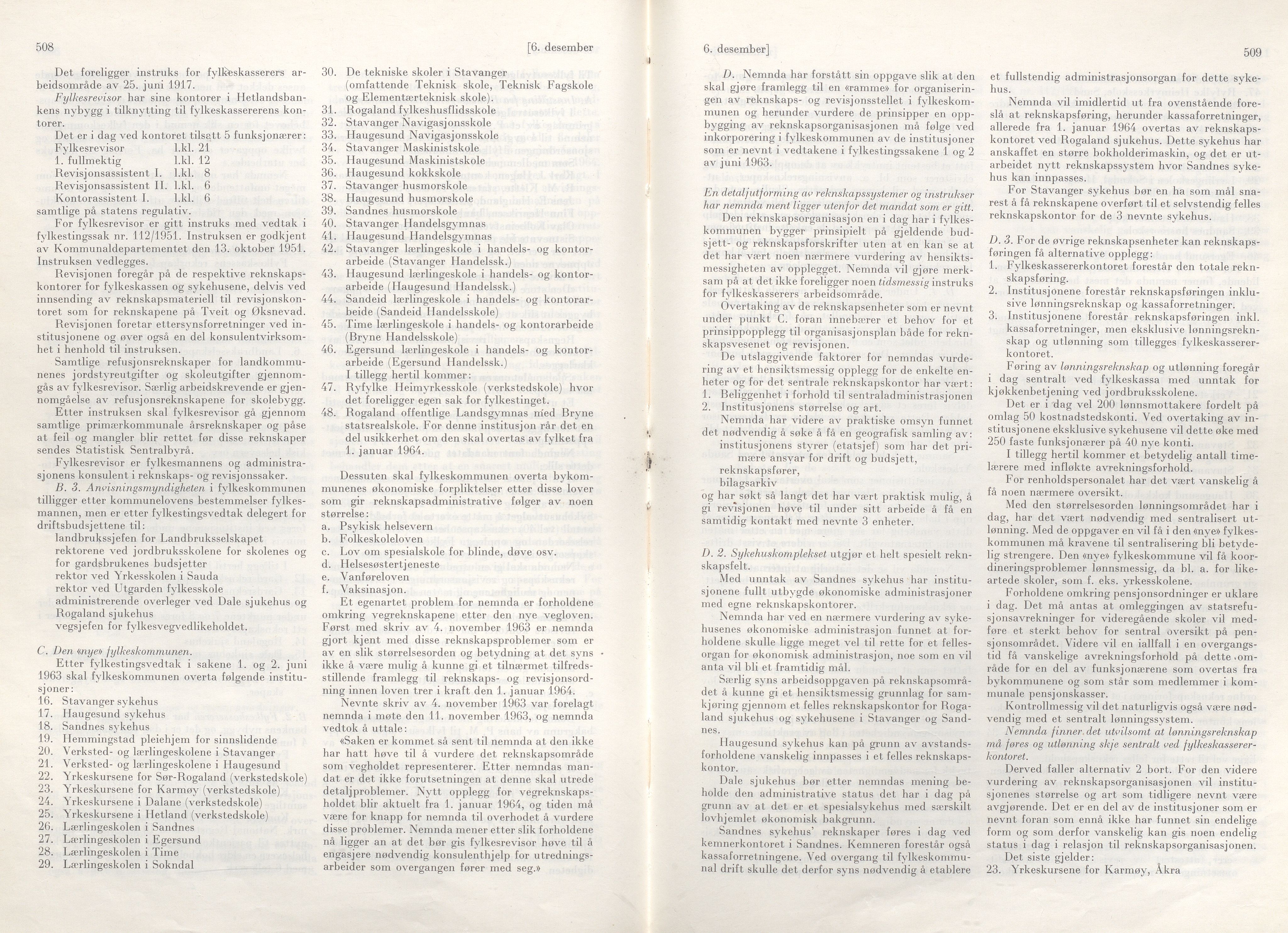 Rogaland fylkeskommune - Fylkesrådmannen , IKAR/A-900/A/Aa/Aaa/L0083: Møtebok , 1963, p. 508-509