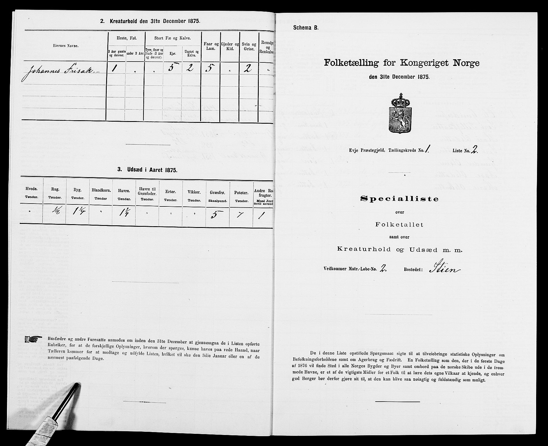 SAK, 1875 census for 0934P Evje, 1875, p. 24