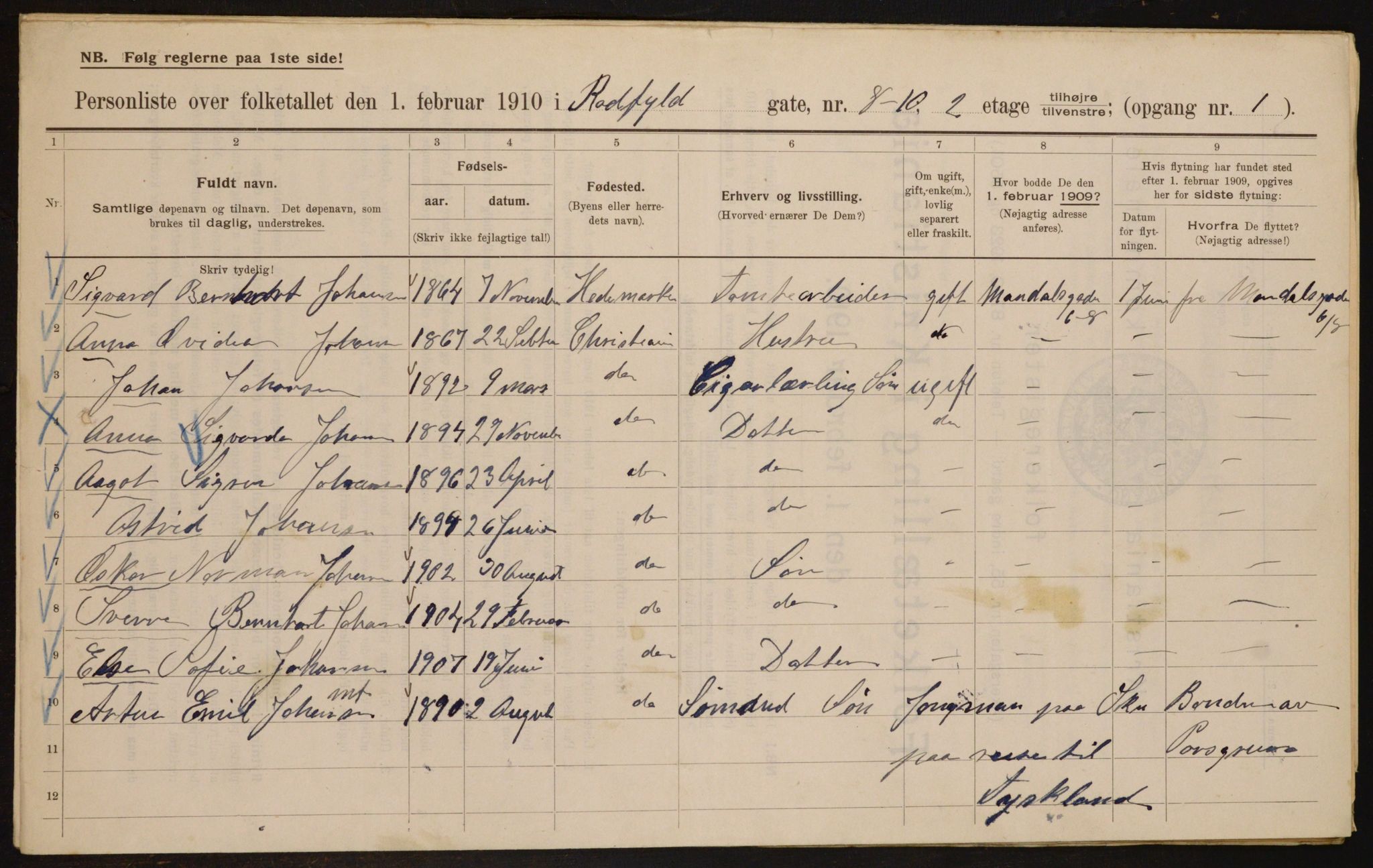 OBA, Municipal Census 1910 for Kristiania, 1910, p. 82171