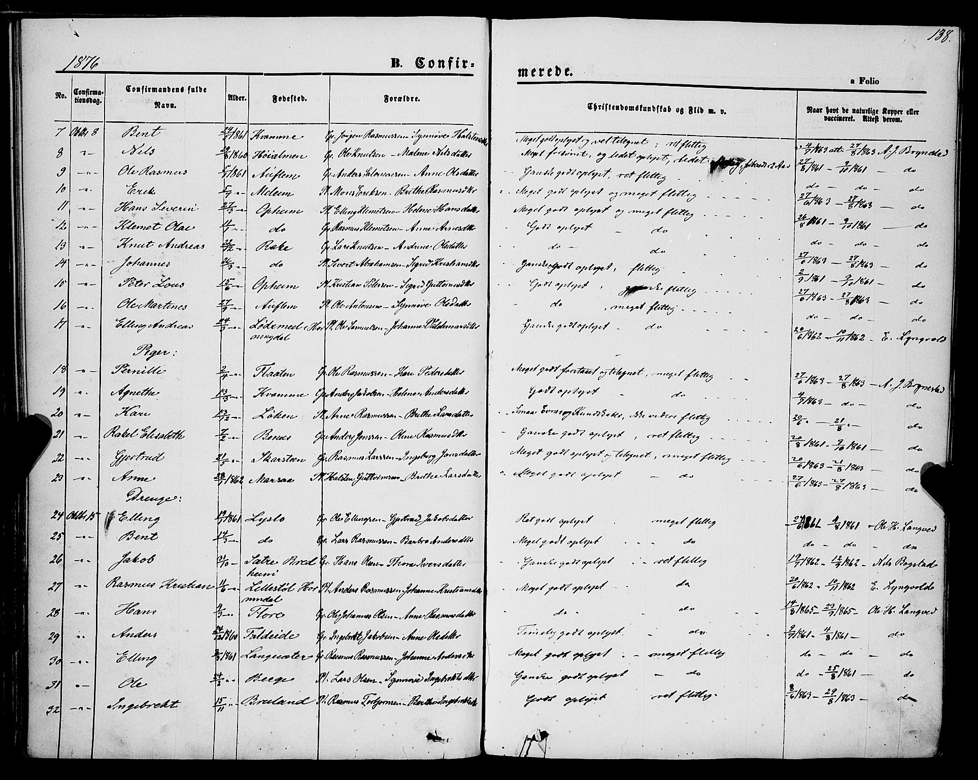 Innvik sokneprestembete, AV/SAB-A-80501: Parish register (official) no. A 6, 1865-1878, p. 138