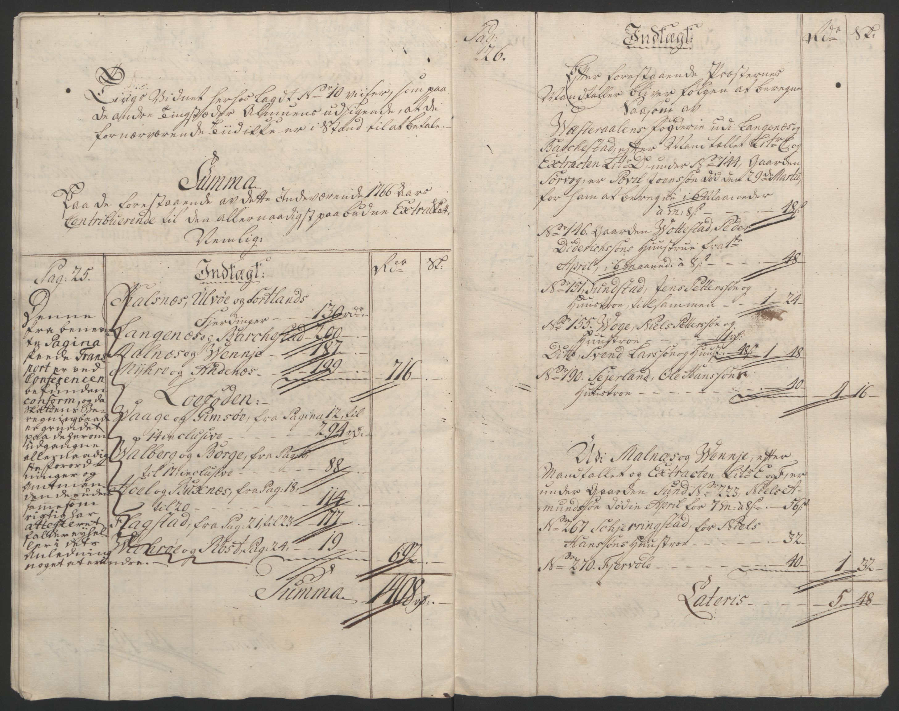 Rentekammeret inntil 1814, Reviderte regnskaper, Fogderegnskap, AV/RA-EA-4092/R67/L4747: Ekstraskatten Vesterålen, Andenes og Lofoten, 1762-1766, p. 455