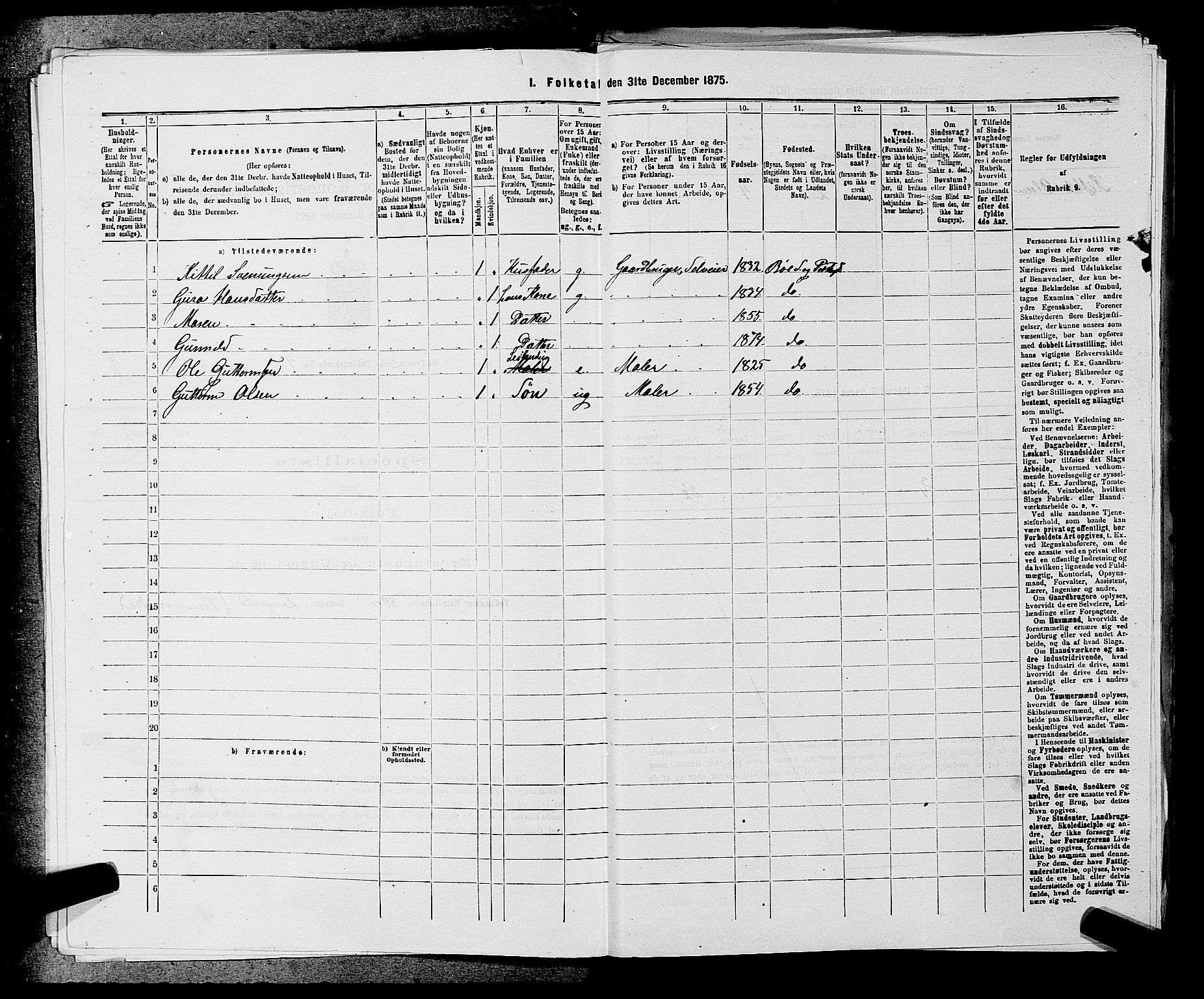 SAKO, 1875 census for 0821P Bø, 1875, p. 434