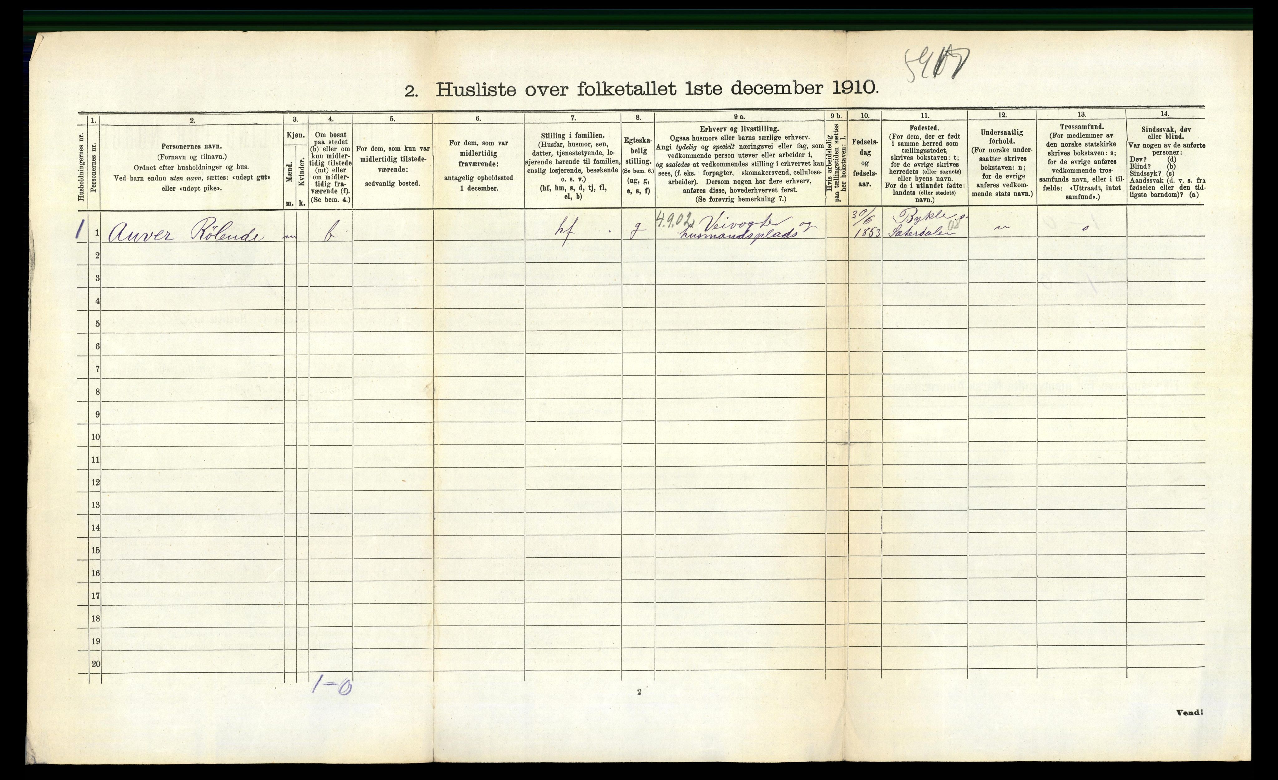 RA, 1910 census for Froland, 1910, p. 643