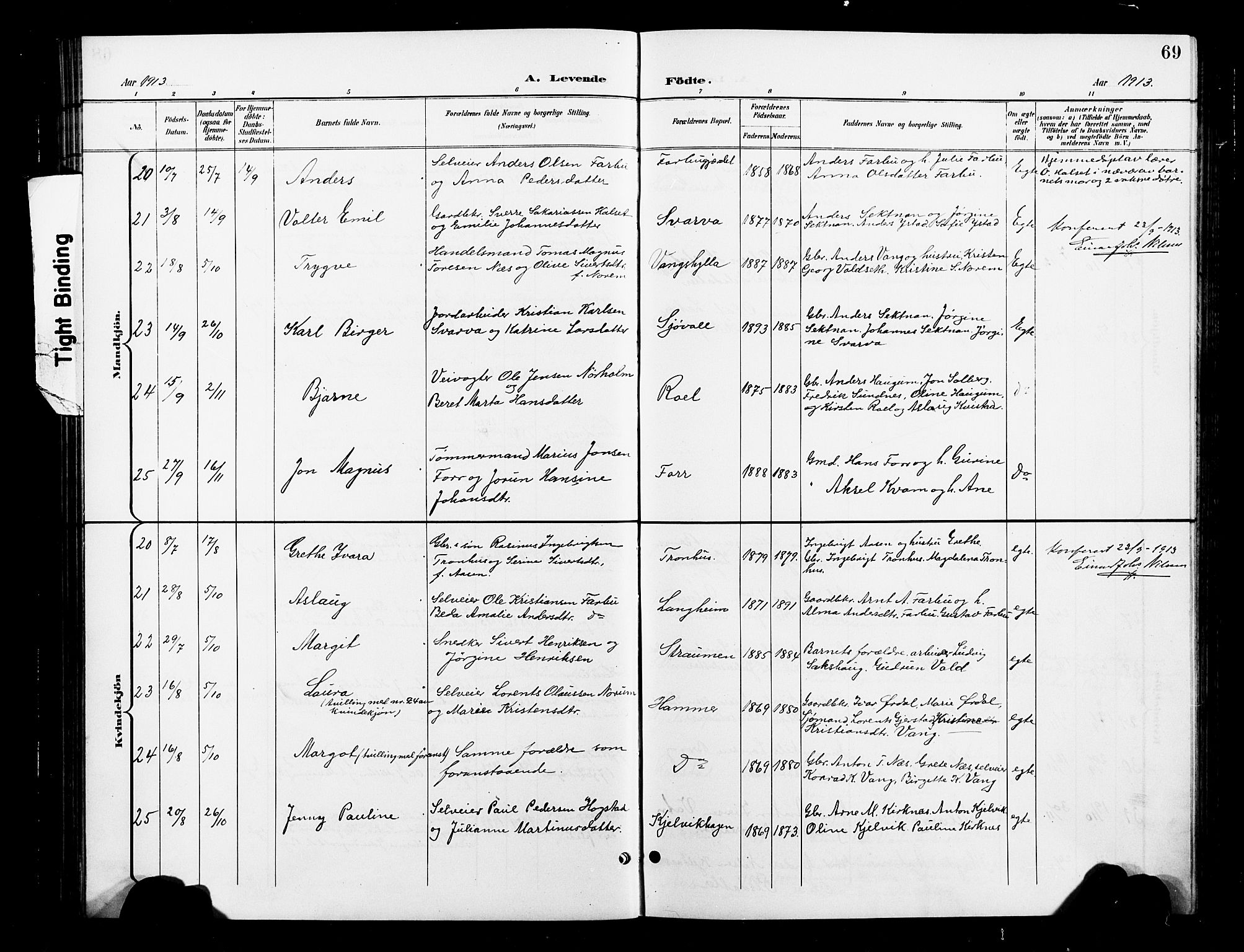 Ministerialprotokoller, klokkerbøker og fødselsregistre - Nord-Trøndelag, AV/SAT-A-1458/730/L0302: Parish register (copy) no. 730C05, 1898-1924, p. 69