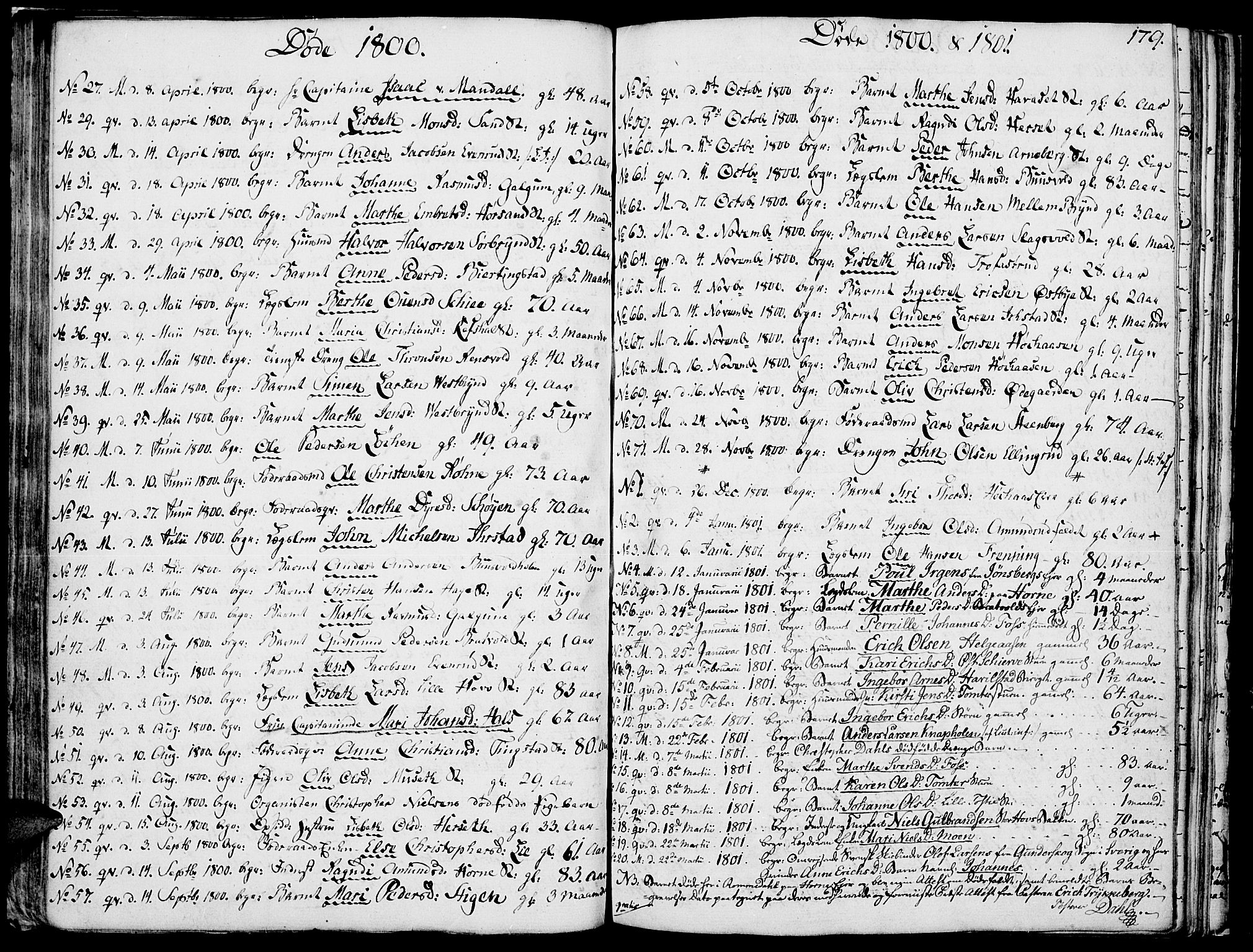 Romedal prestekontor, SAH/PREST-004/K/L0001: Parish register (official) no. 1, 1799-1814, p. 179