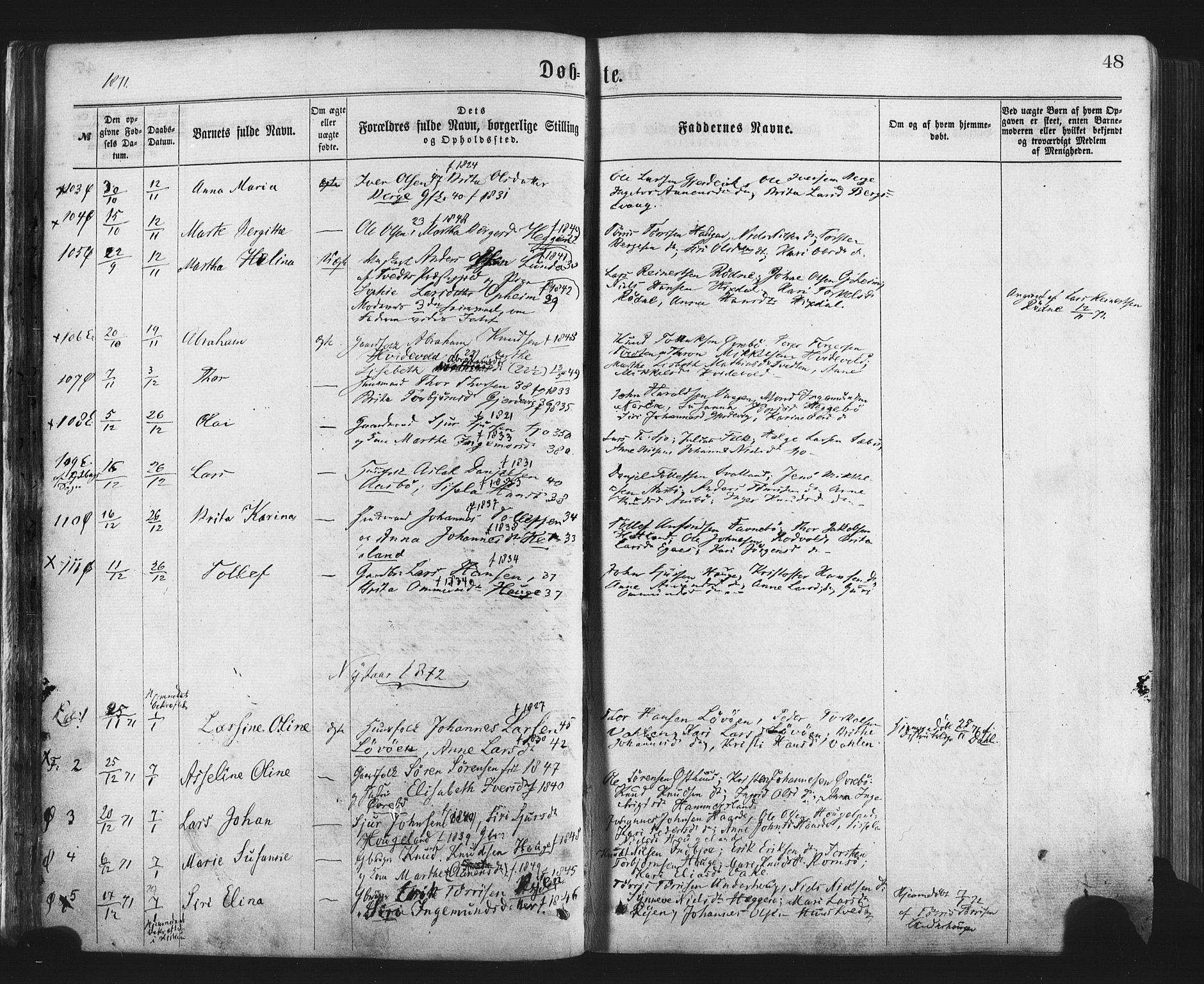 Fjelberg sokneprestembete, AV/SAB-A-75201/H/Haa: Parish register (official) no. A 8, 1866-1879, p. 48
