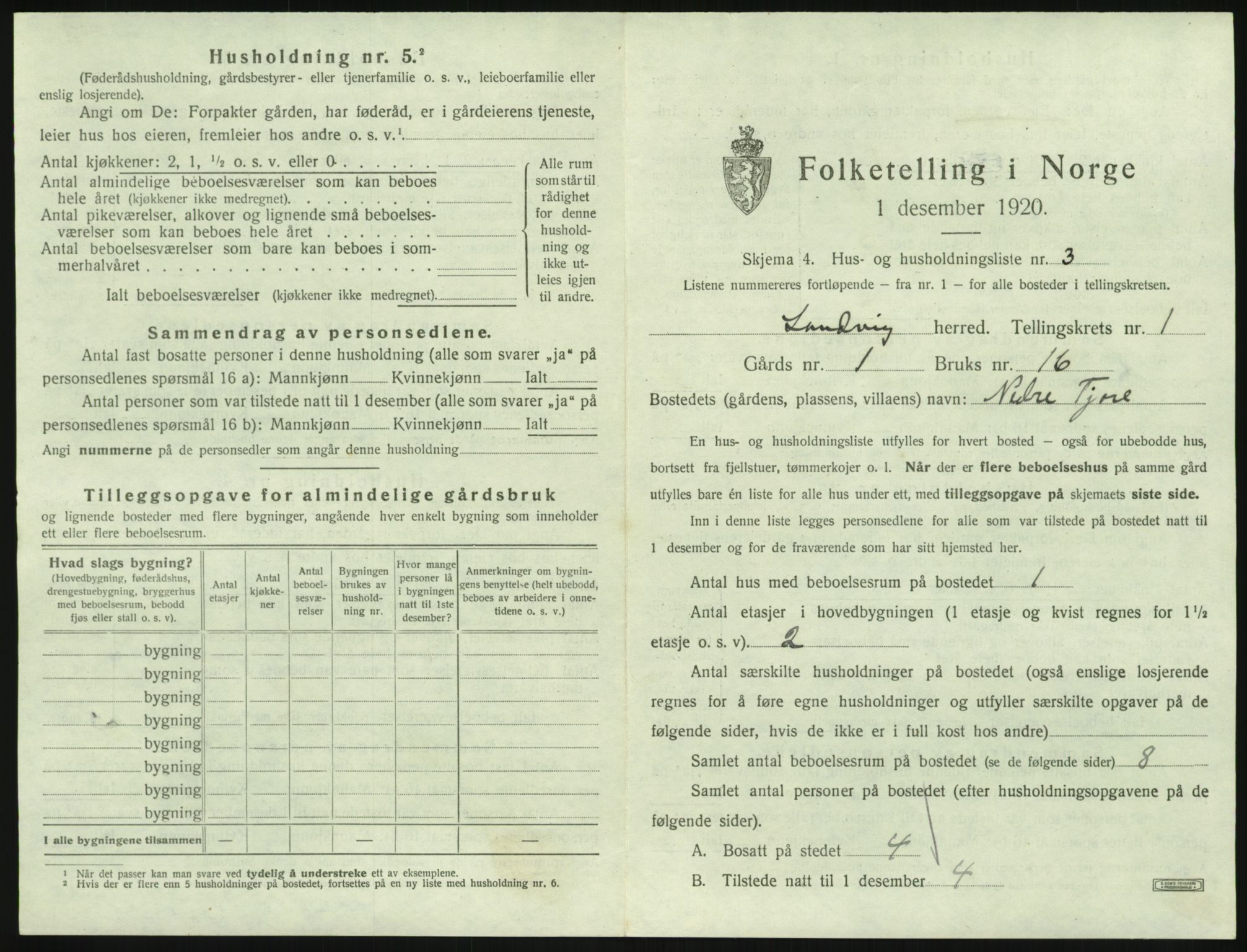 SAK, 1920 census for Landvik, 1920, p. 38