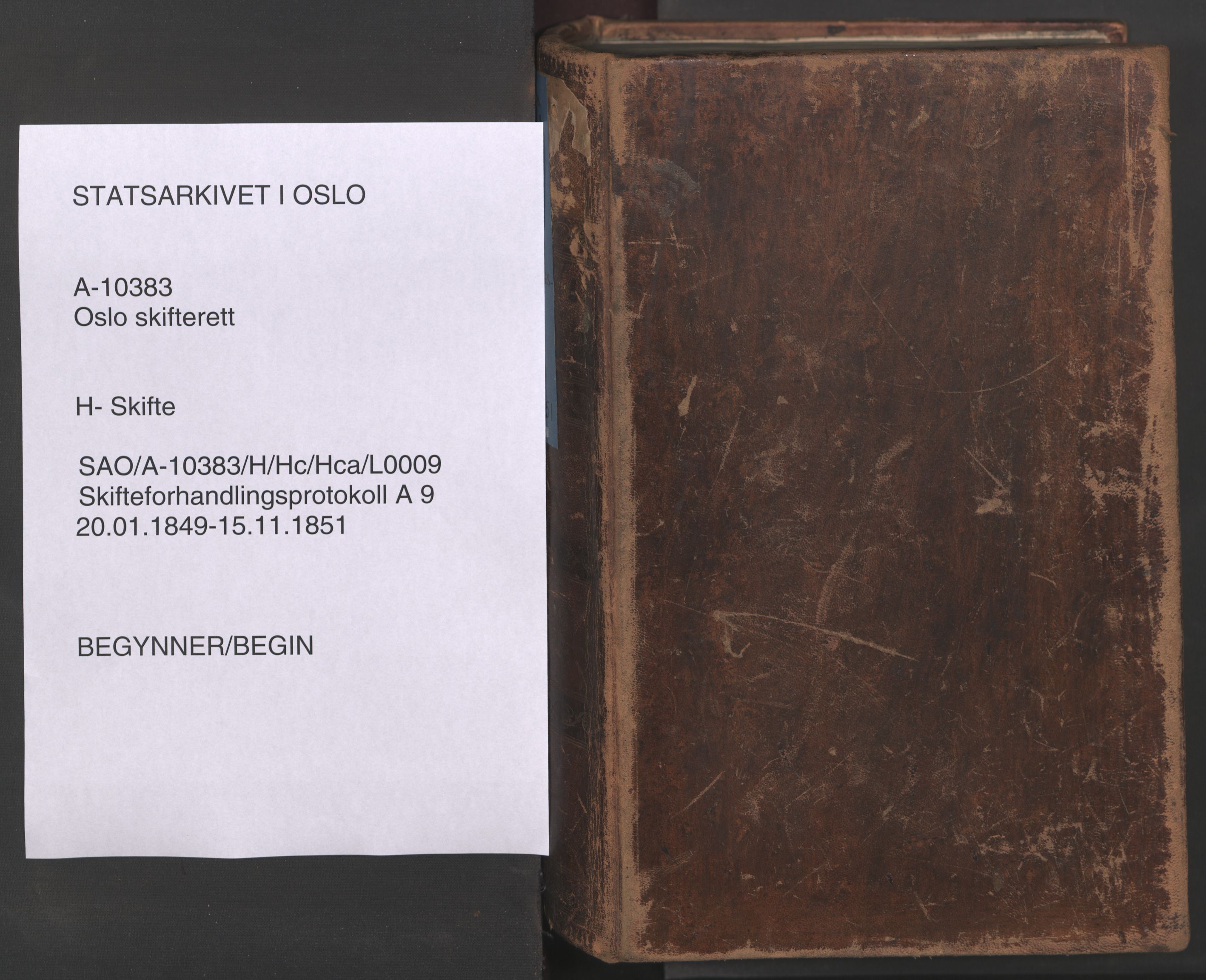Oslo skifterett, SAO/A-10383/H/Hc/Hca/L0009: Skifteforhandlingsprotokoll, 1849-1851